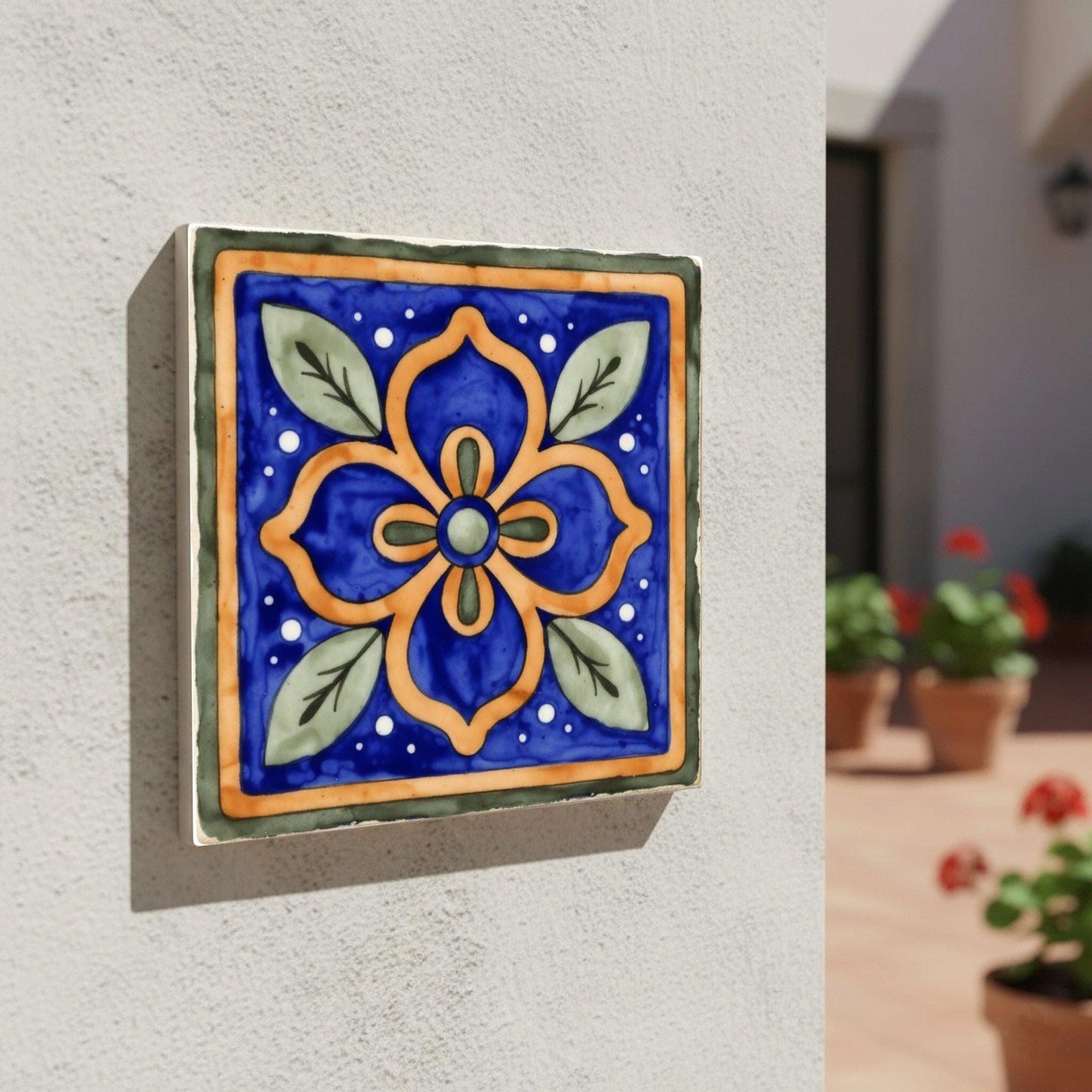 Fliese Talavera Blau Spanisch · Azulejo im Sevilla-Stil