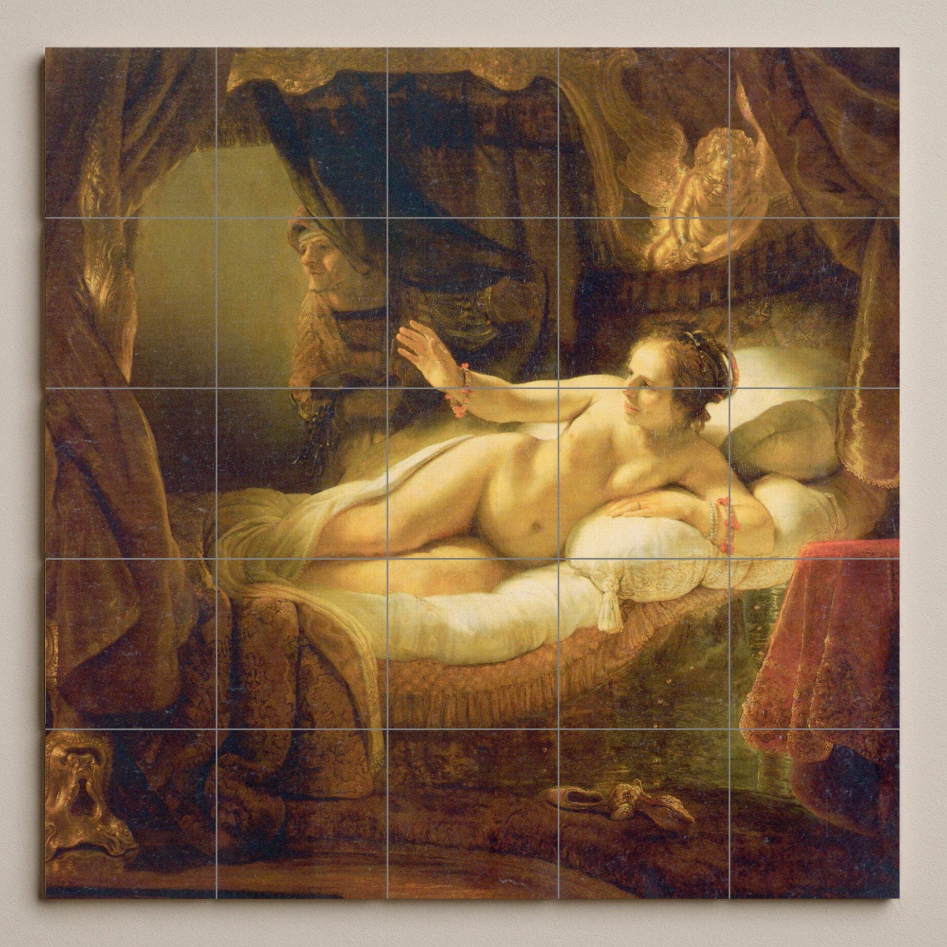Mural de azulejos cerámicos «Dánae» de Rembrandt