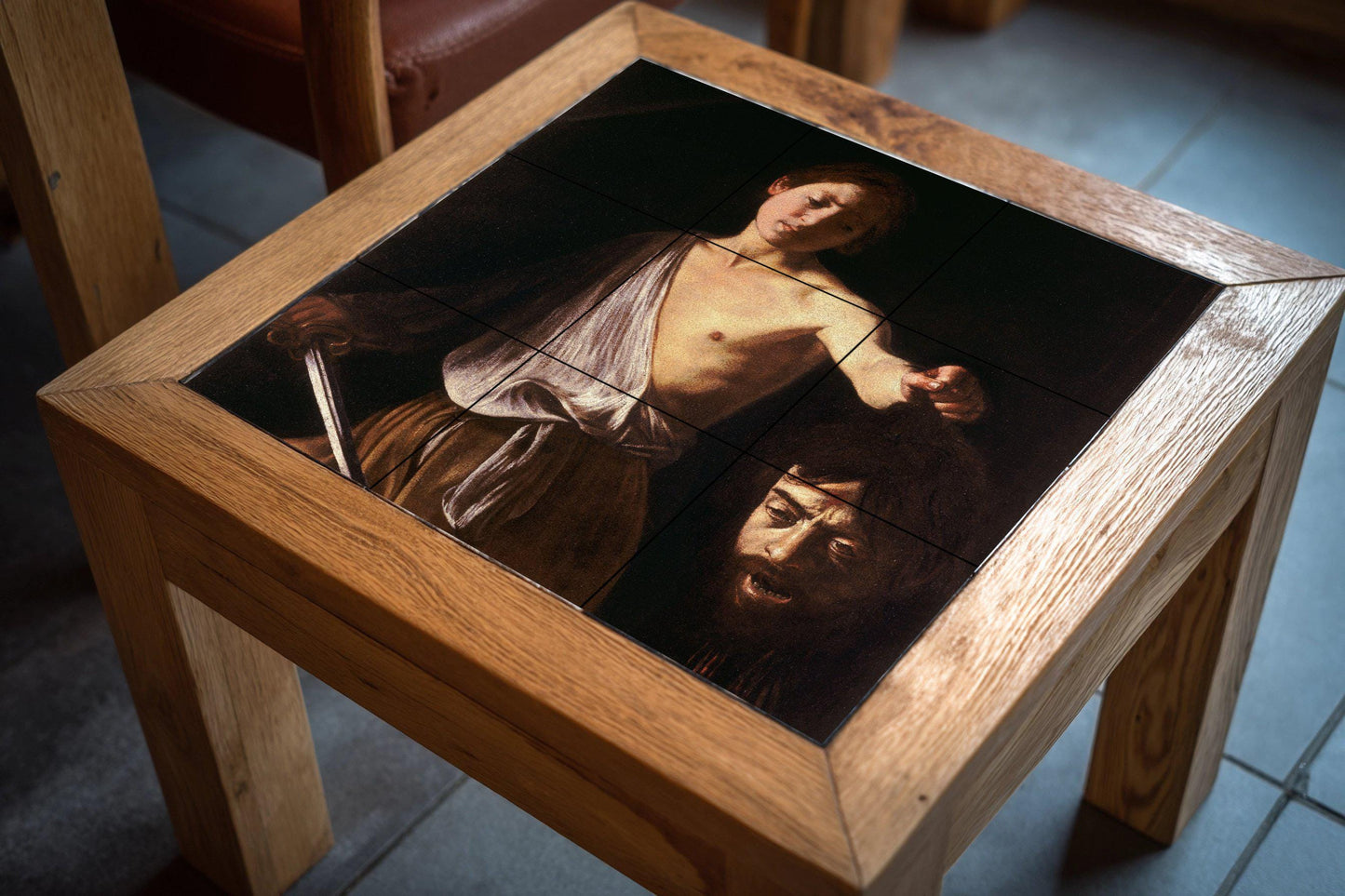 David mit die cabeza von Goliat von Caravaggio — Fliesen-Wandbild aus Keramik · Ornamentales Wandpaneel