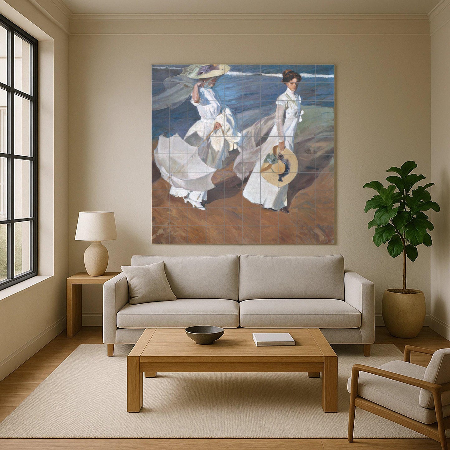 Ceramic Tile Mural: "Paseo por la orilla del mar" - Pintura — Folk & Ornamental Art