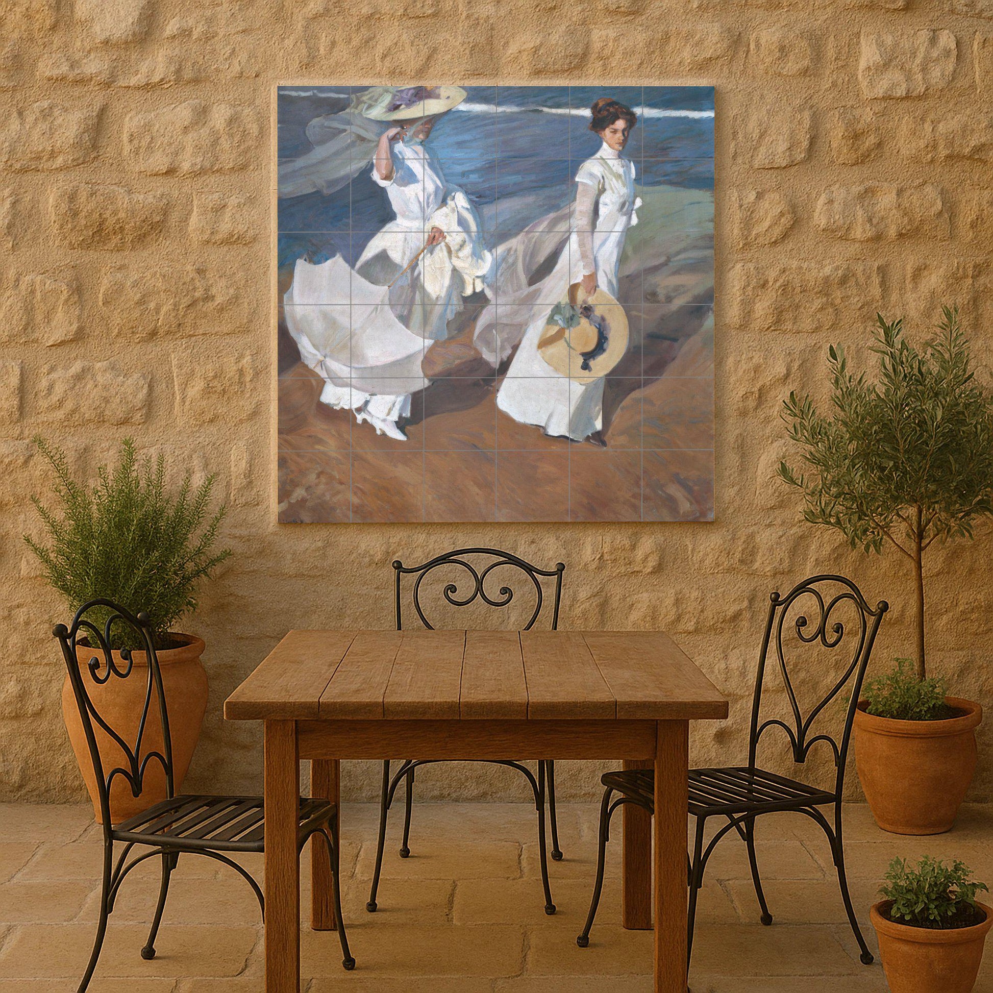 Ceramic Tile Mural: "Paseo por la orilla del mar" - Pintura — Folk & Ornamental Art