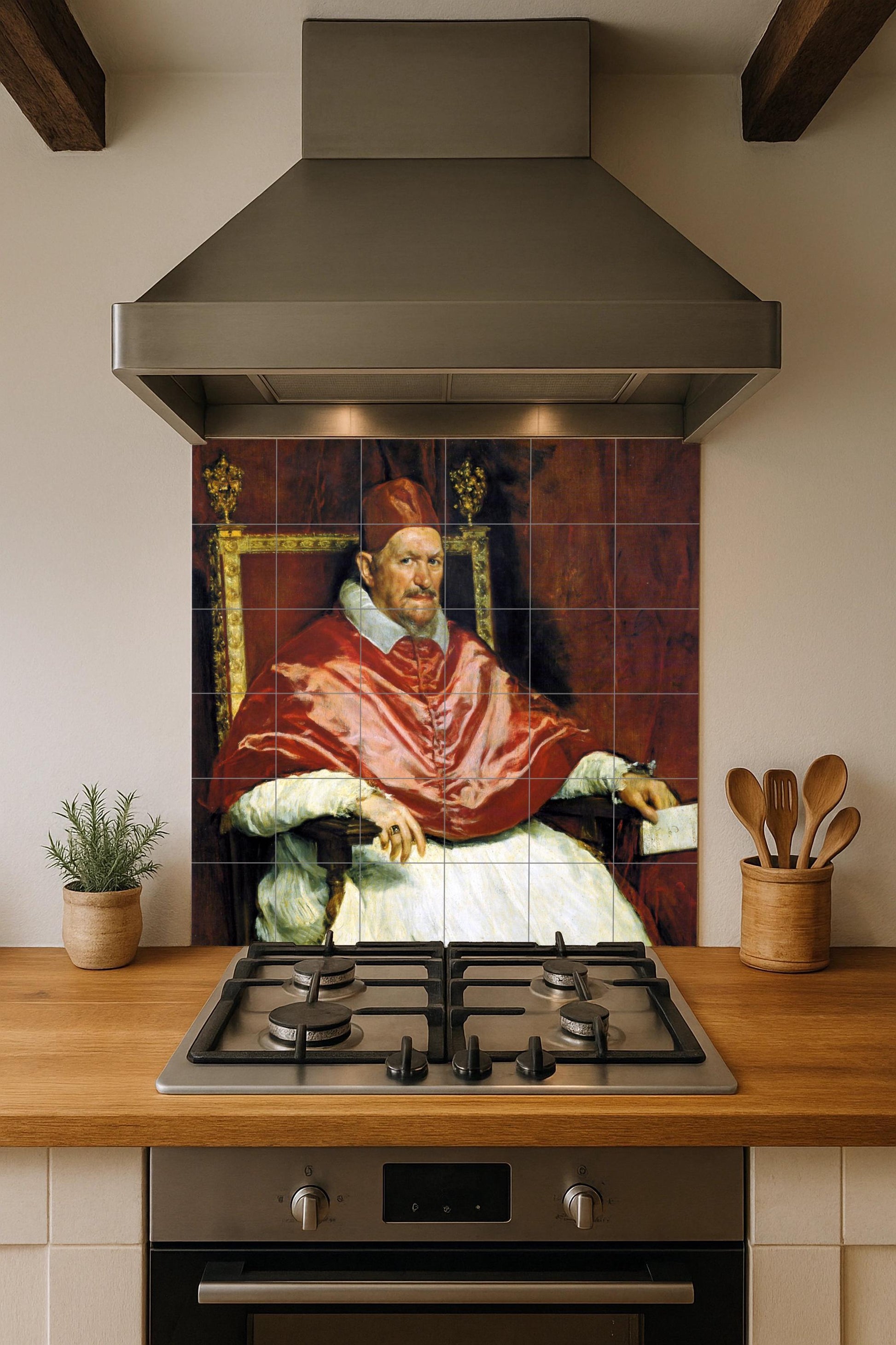 Fresque en Carrelage Cerámica du Papa Inocencio X — Fresque à Motifs Décoratifs
