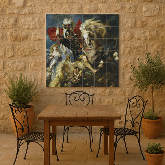 San Jorge and the Dragon — Ornamental Wall Panel · Ceramic Tile Mural