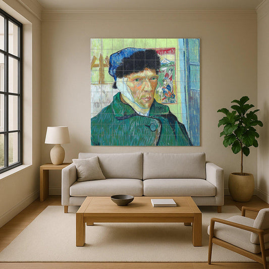 Cerámica "Autorretrato con la oreja vendada — Decorative Pattern Mural · Tile Wall Art
