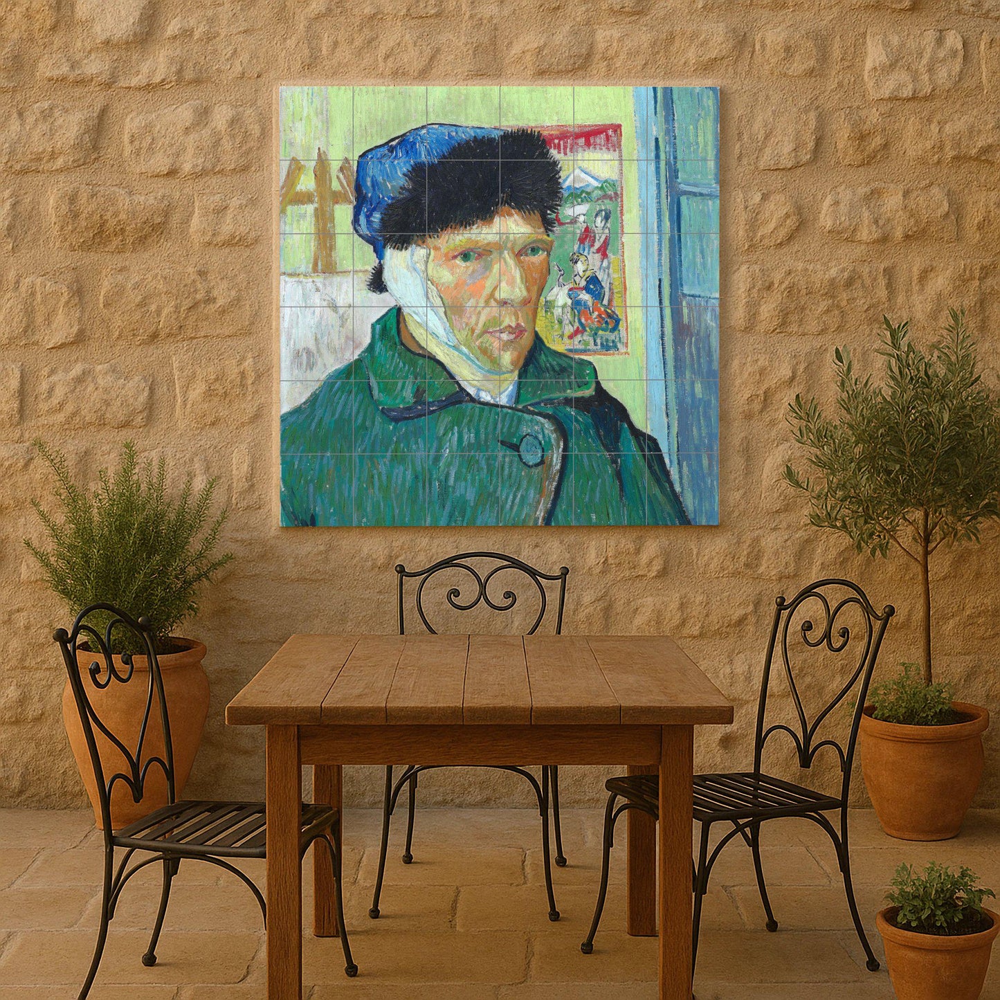 Mural de cerámica "Autorretrato con la oreja vendada"