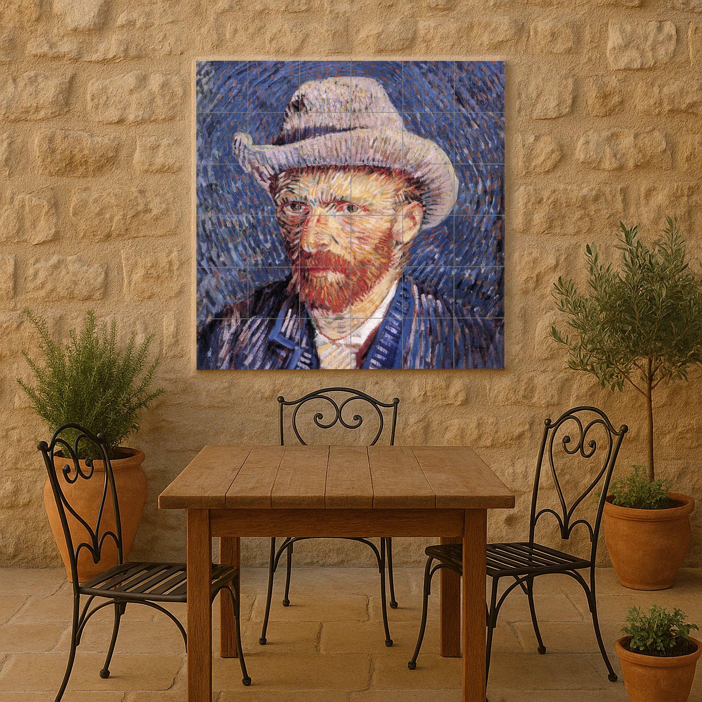 Mural de cerámica "Autorretrato con sombrero de fieltro"