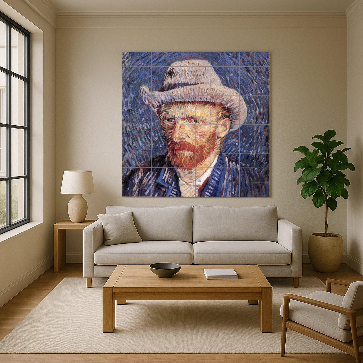 Mural de cerámica "Autorretrato con sombrero de fieltro"