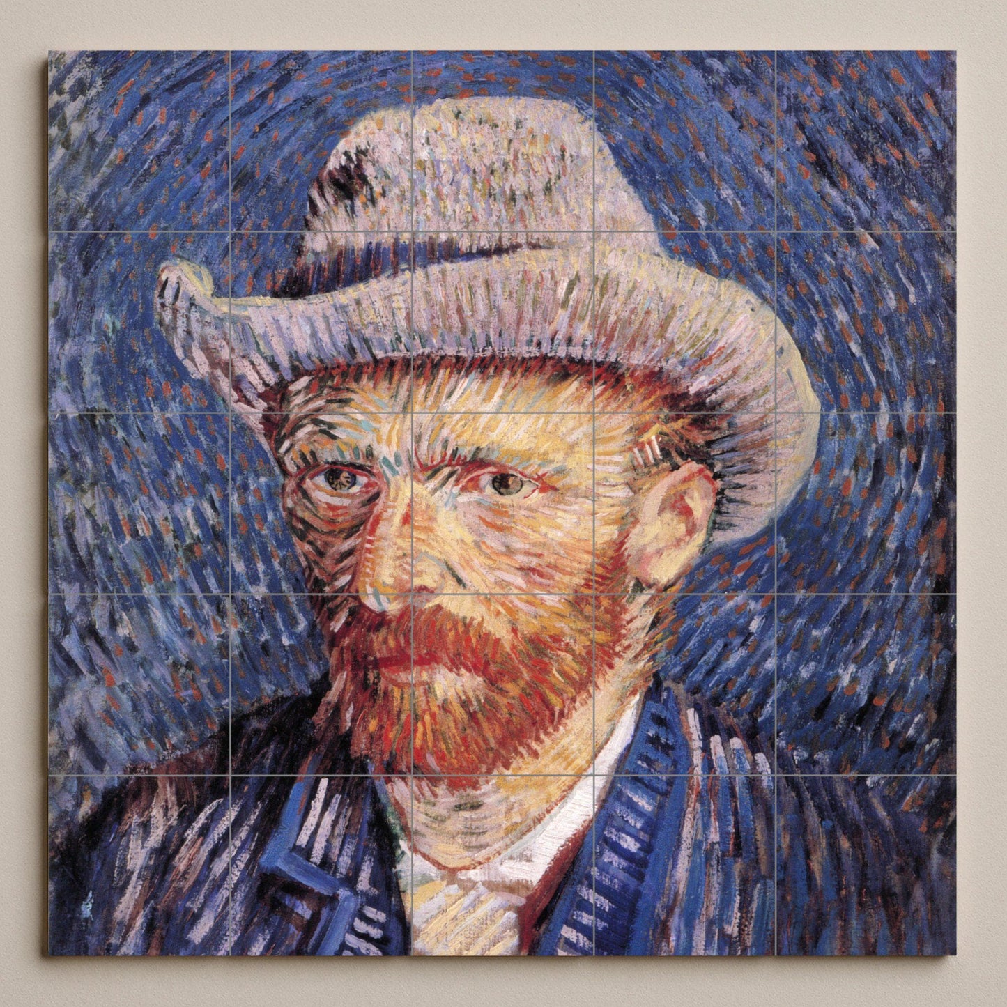 Mural de cerámica "Autorretrato con sombrero de fieltro"