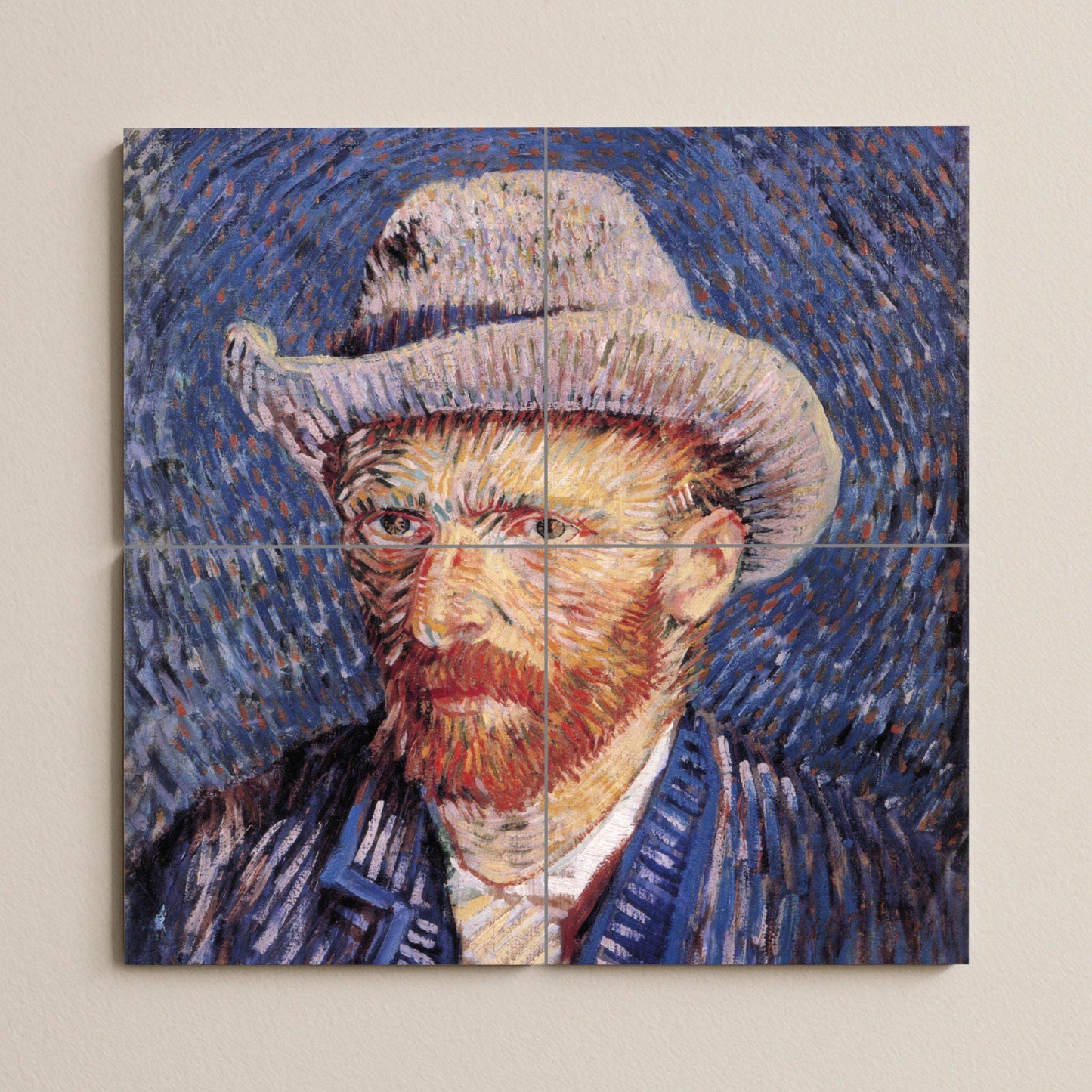 Mural de cerámica "Autorretrato con sombrero de fieltro"