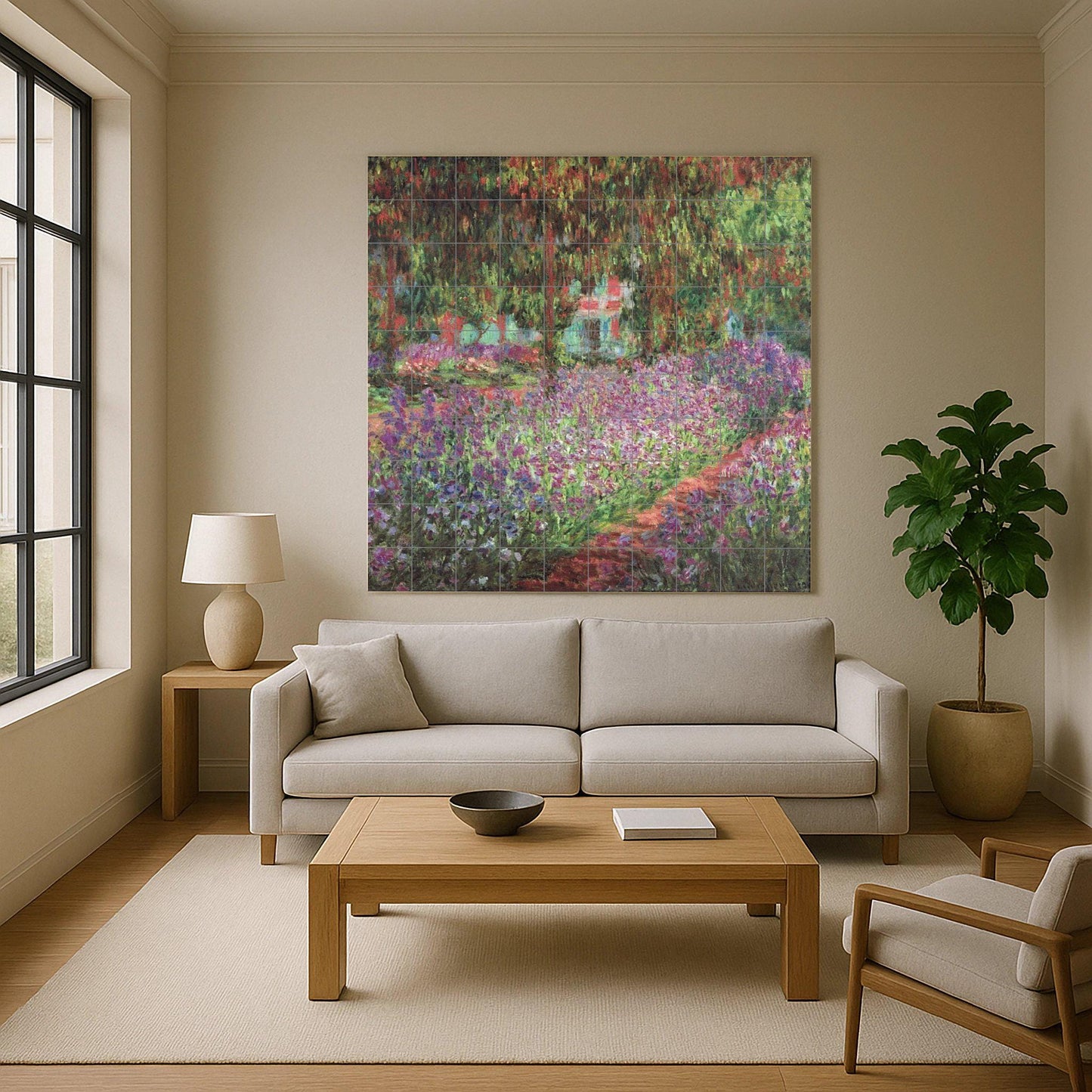 En le Jardin du Artista de Giverny · Fresque Céramique — Panneau Mural Ornemental