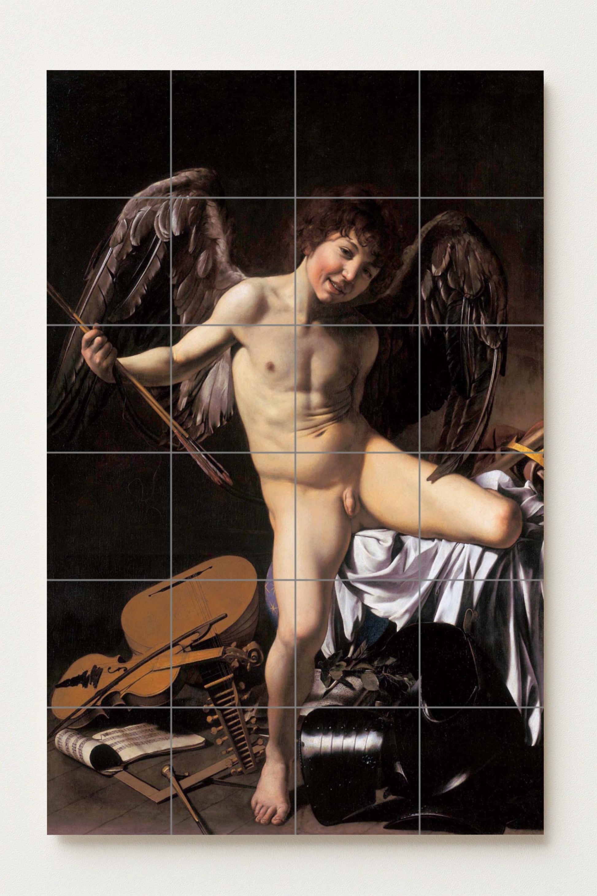 Amour Vincit Omnia — Fresque Murale en Carreaux de Céramique · Décor d'Art Populaire