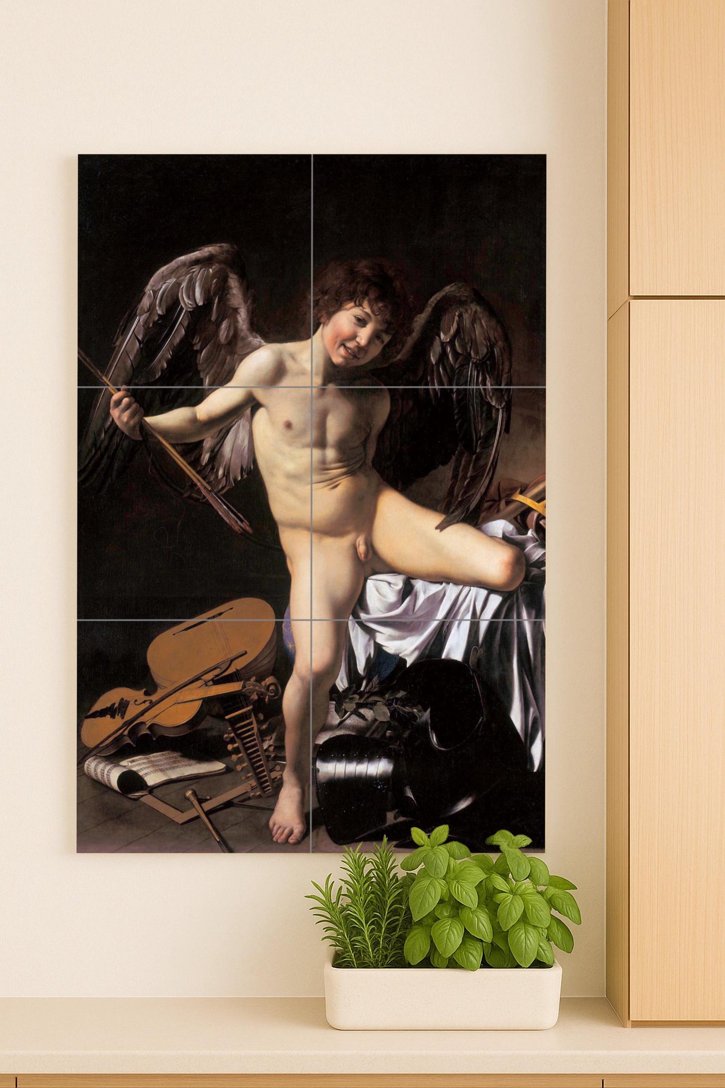Amour Vincit Omnia — Fresque Murale en Carreaux de Céramique · Décor d'Art Populaire