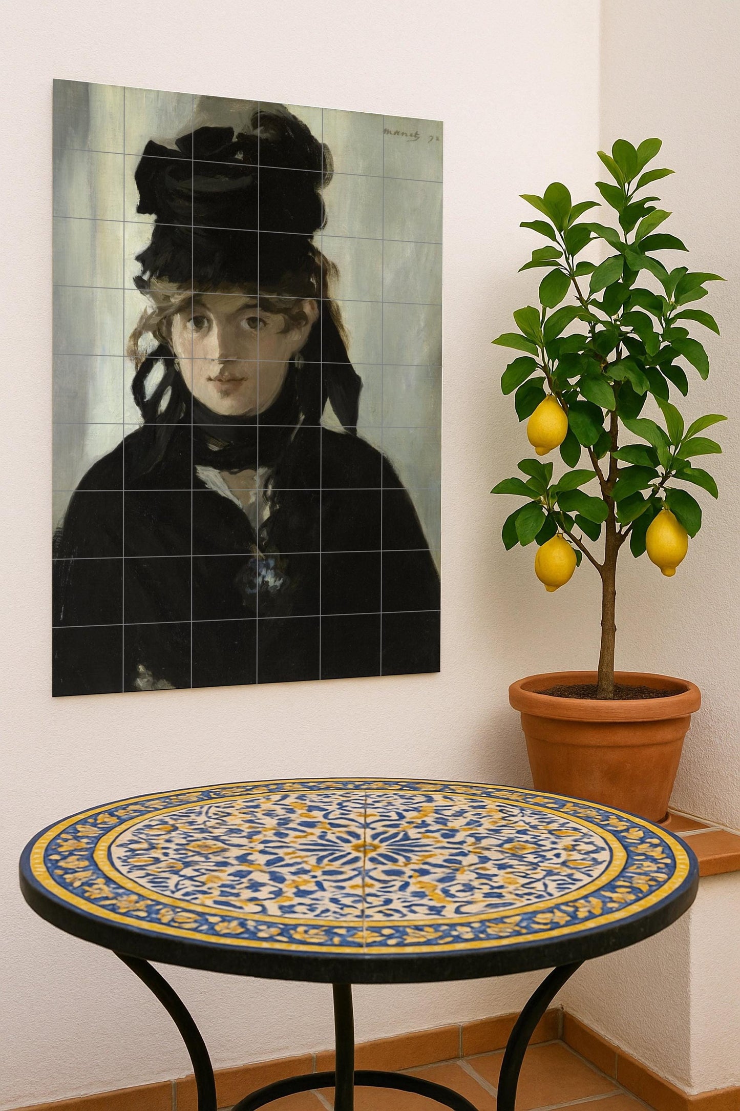 Fresque en Carrelage Portrait de Berthe Morisot — Panneau Mural Ornemental
