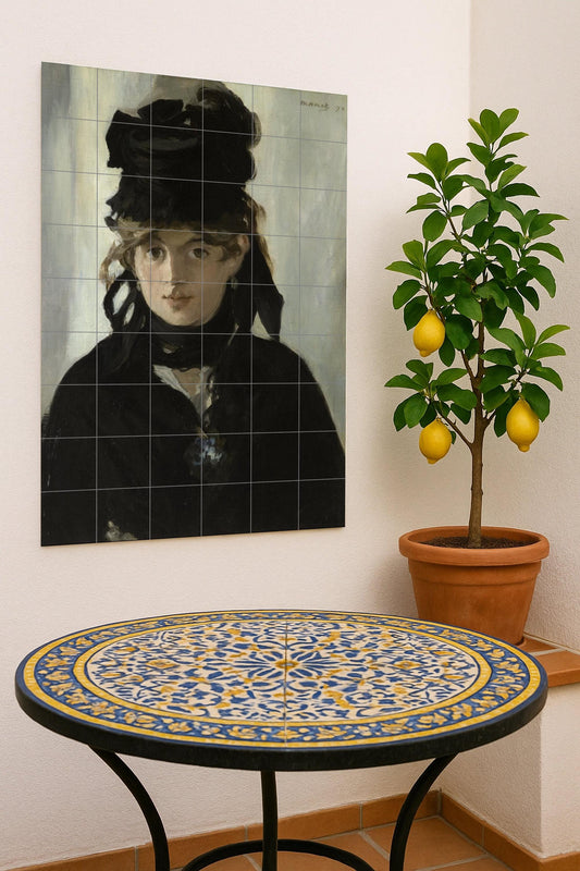 Mural de azulejos de cerámica con retrato de Berthe Morisot
