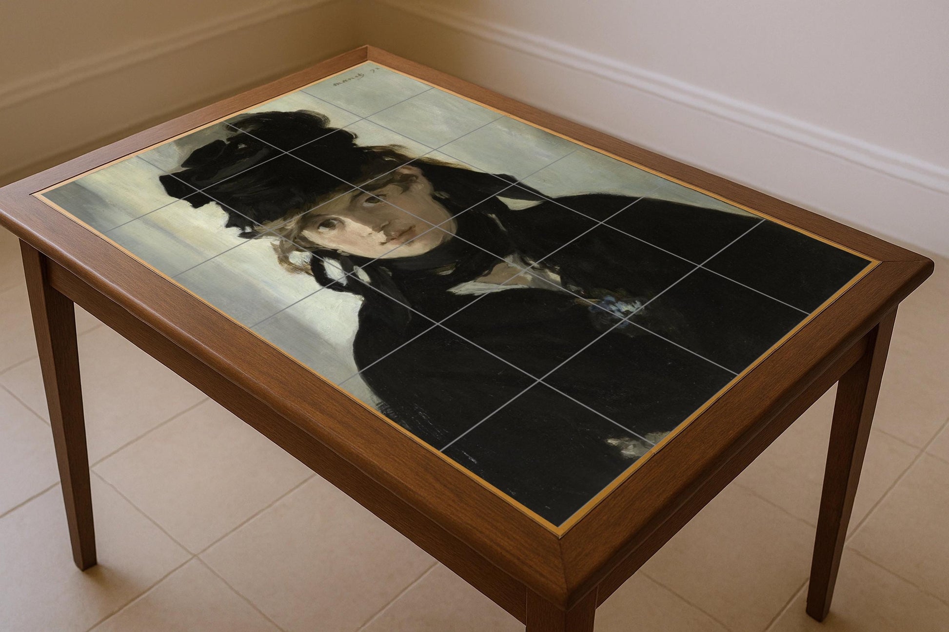 Fresque en Carrelage Portrait de Berthe Morisot — Panneau Mural Ornemental