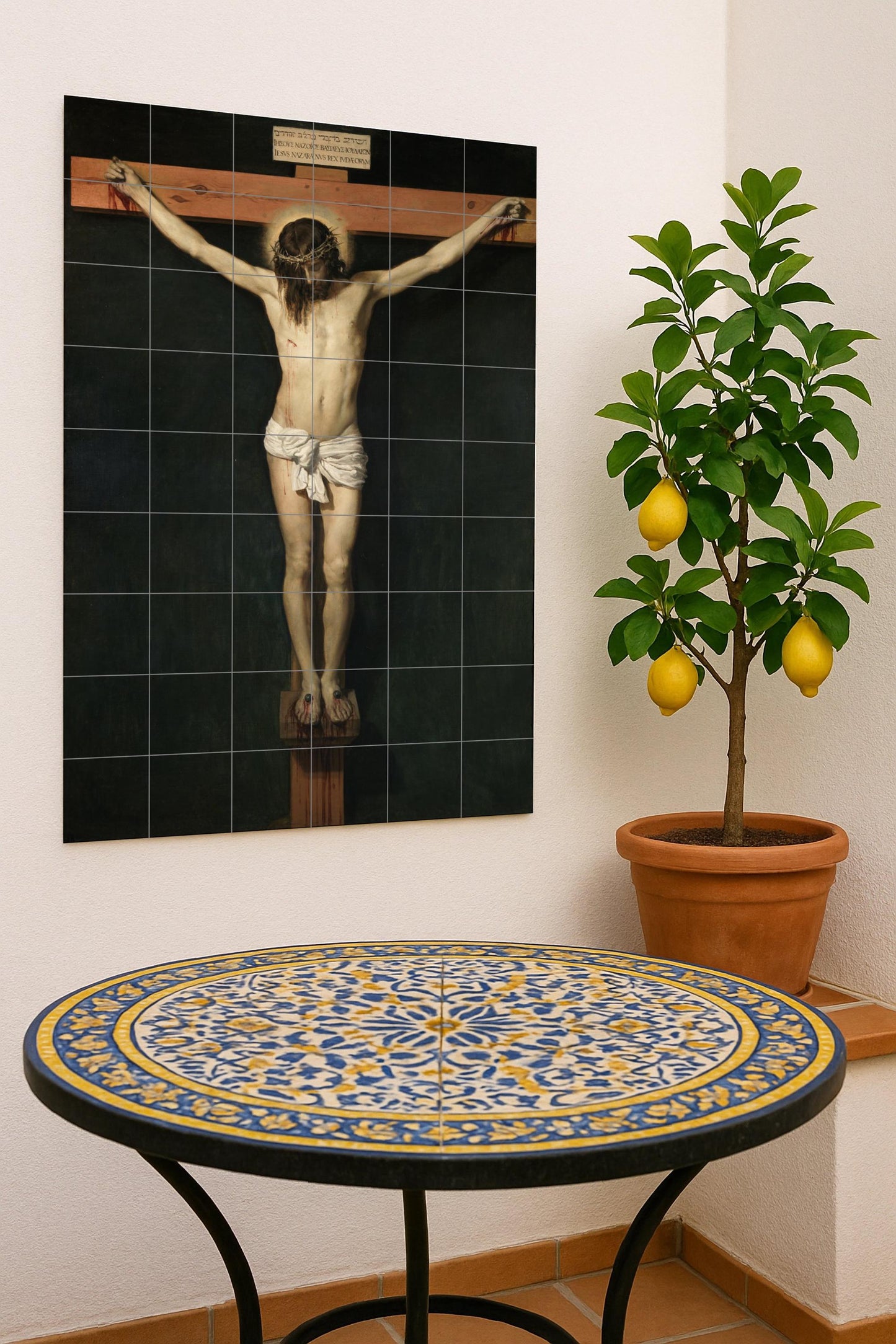 Fliesenbild Cerámica von Christus Gekreuzigt — Volkskunst & Ornament