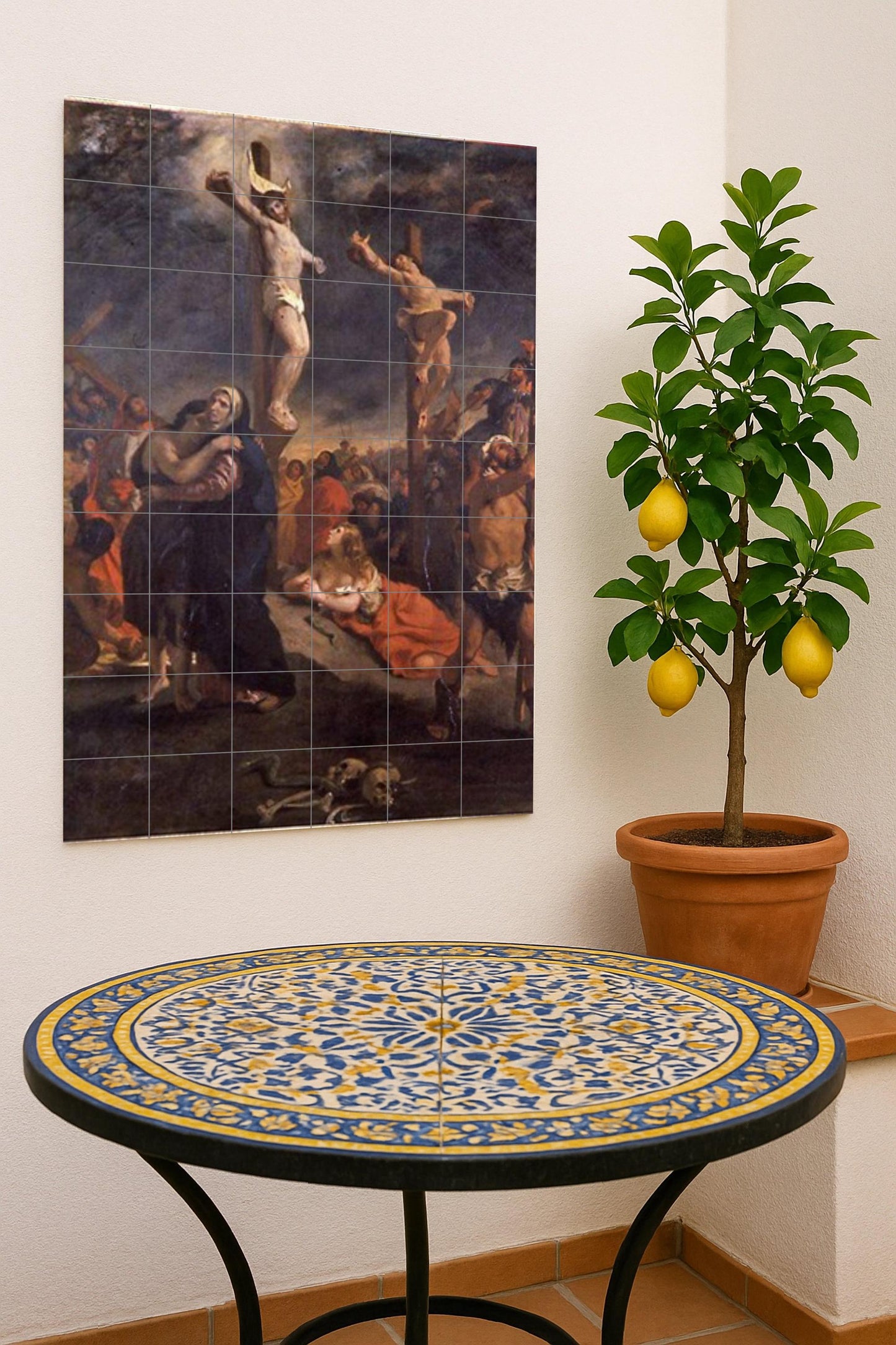 Cerámica de Christ en la Croix · Fresque Céramique — Décor d'Art Populaire