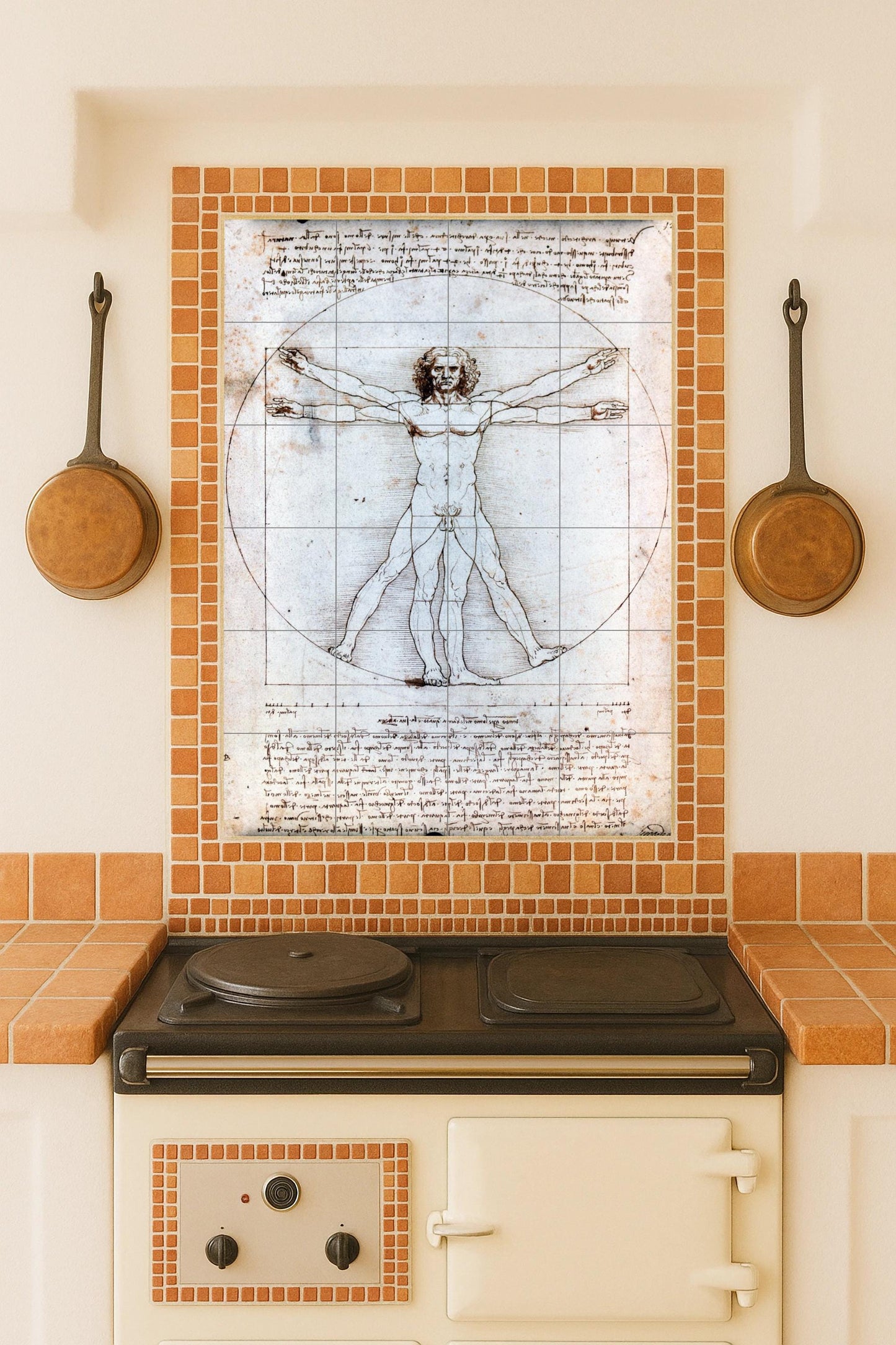 Mural de cerámica del Hombre de Vitruvio