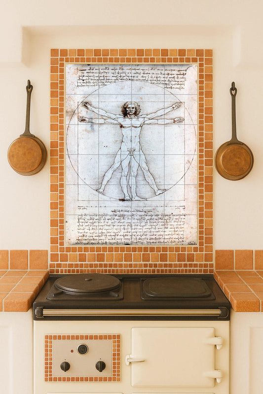 Cerámica of the Man of Vitruvio — Ornamental Wall Panel · Tile Wall Art