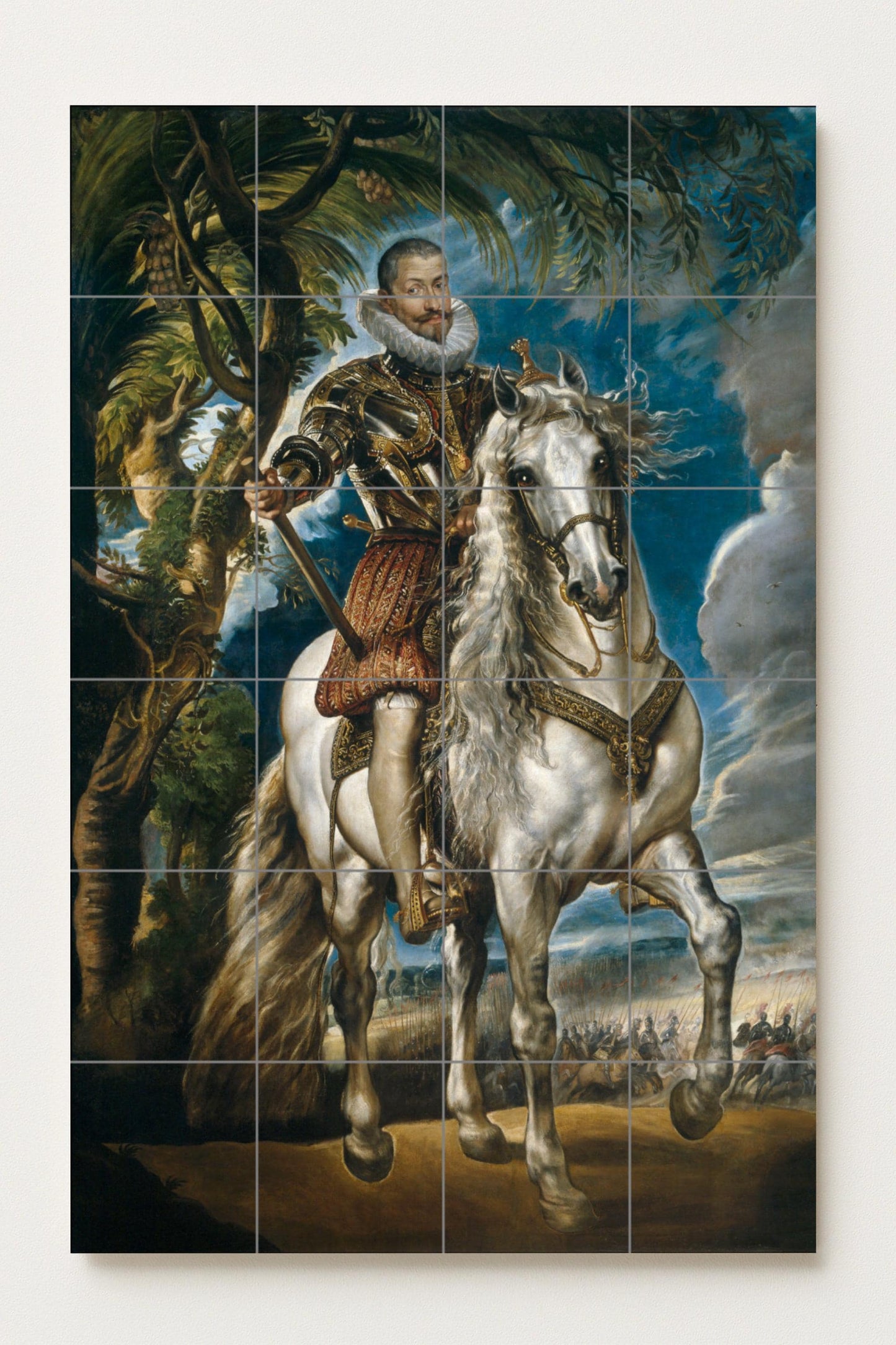 Fresque en Carrelage Portrait Équestre du duque de Lerma — Panneau Mural Ornemental