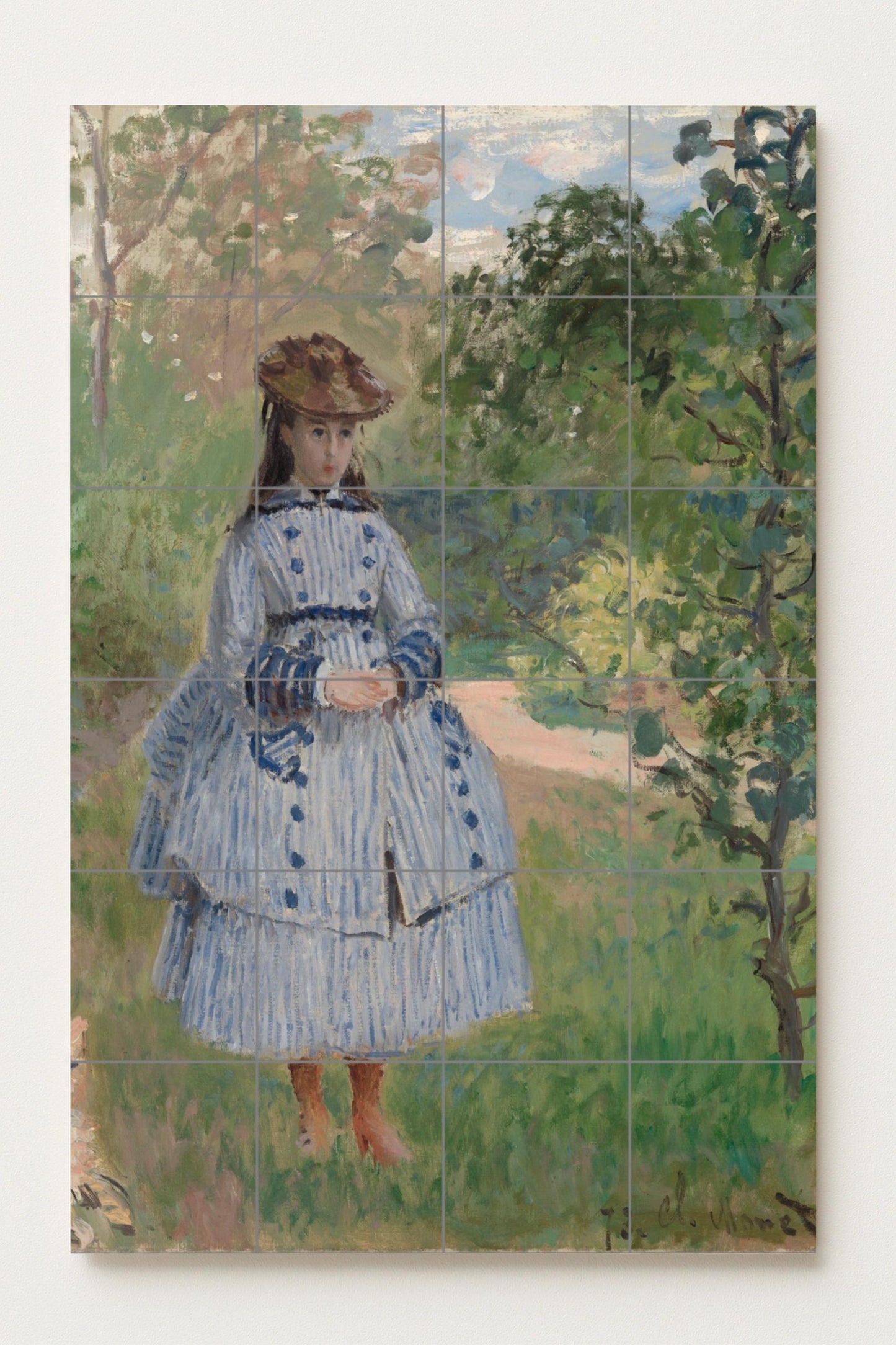 Cerámica "Niña with Dog — Ornamental Wall Panel · Ceramic Tile Mural