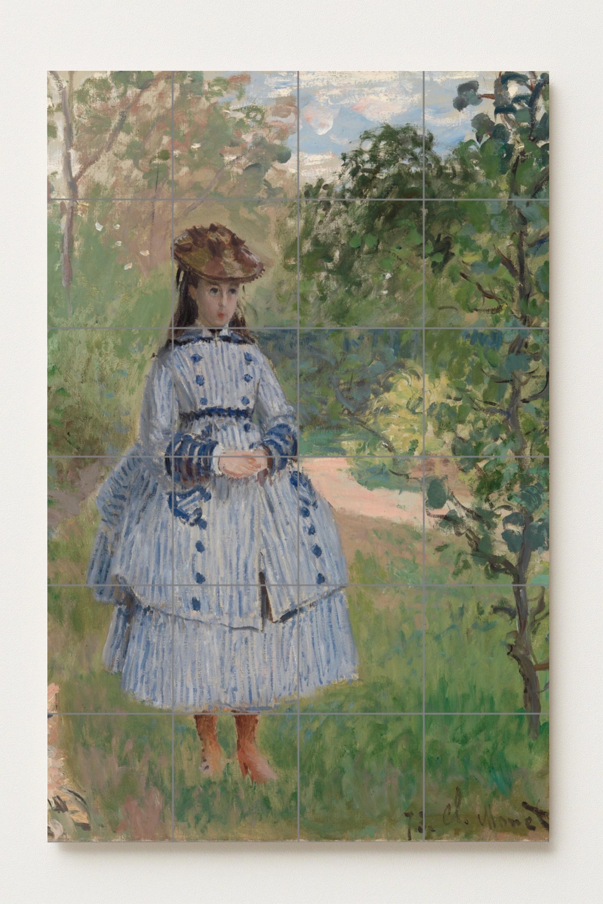 Cerámica "Niña with Dog — Ornamental Wall Panel · Ceramic Tile Mural