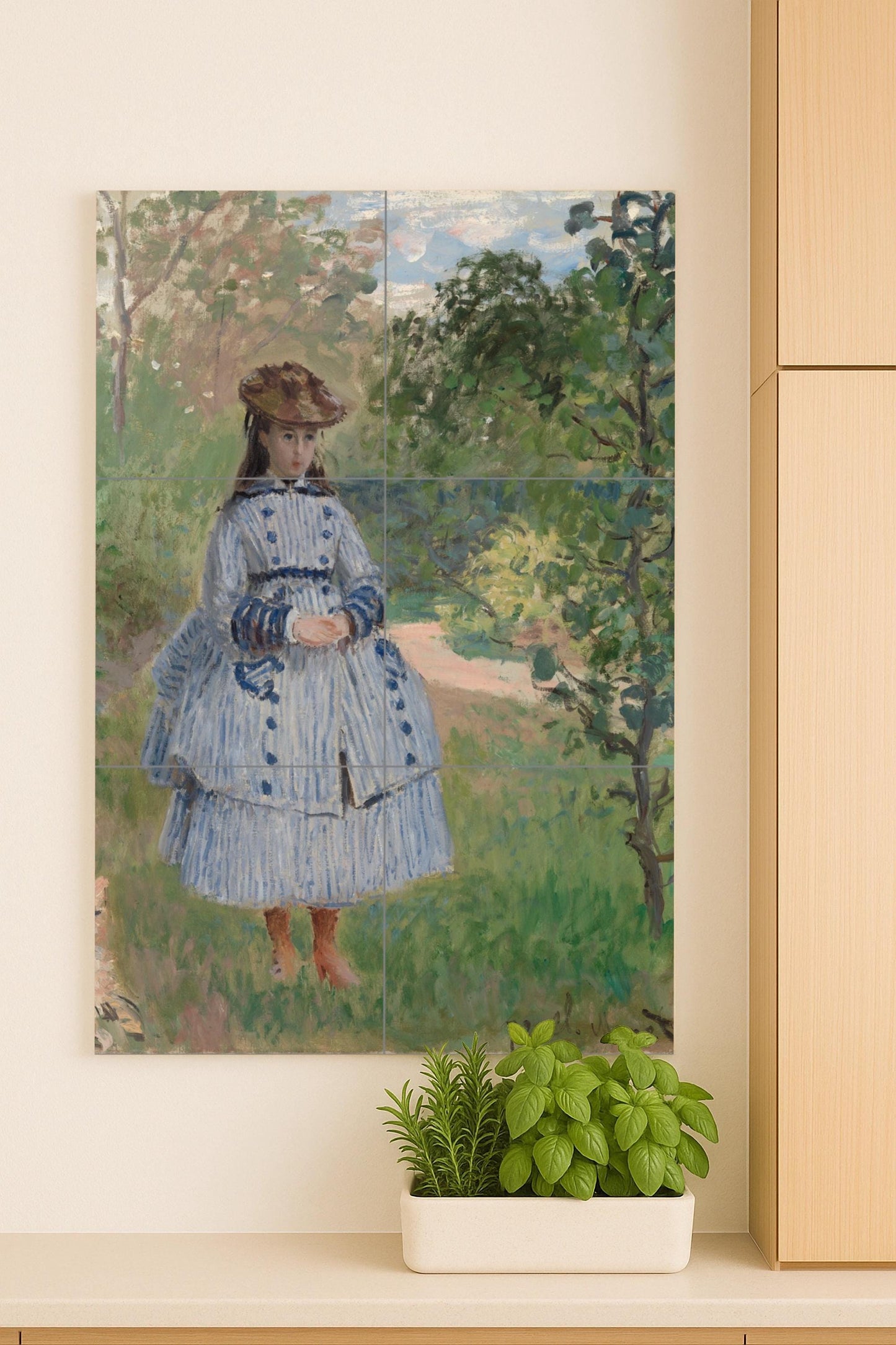 Cerámica "Niña with Dog — Ornamental Wall Panel · Ceramic Tile Mural