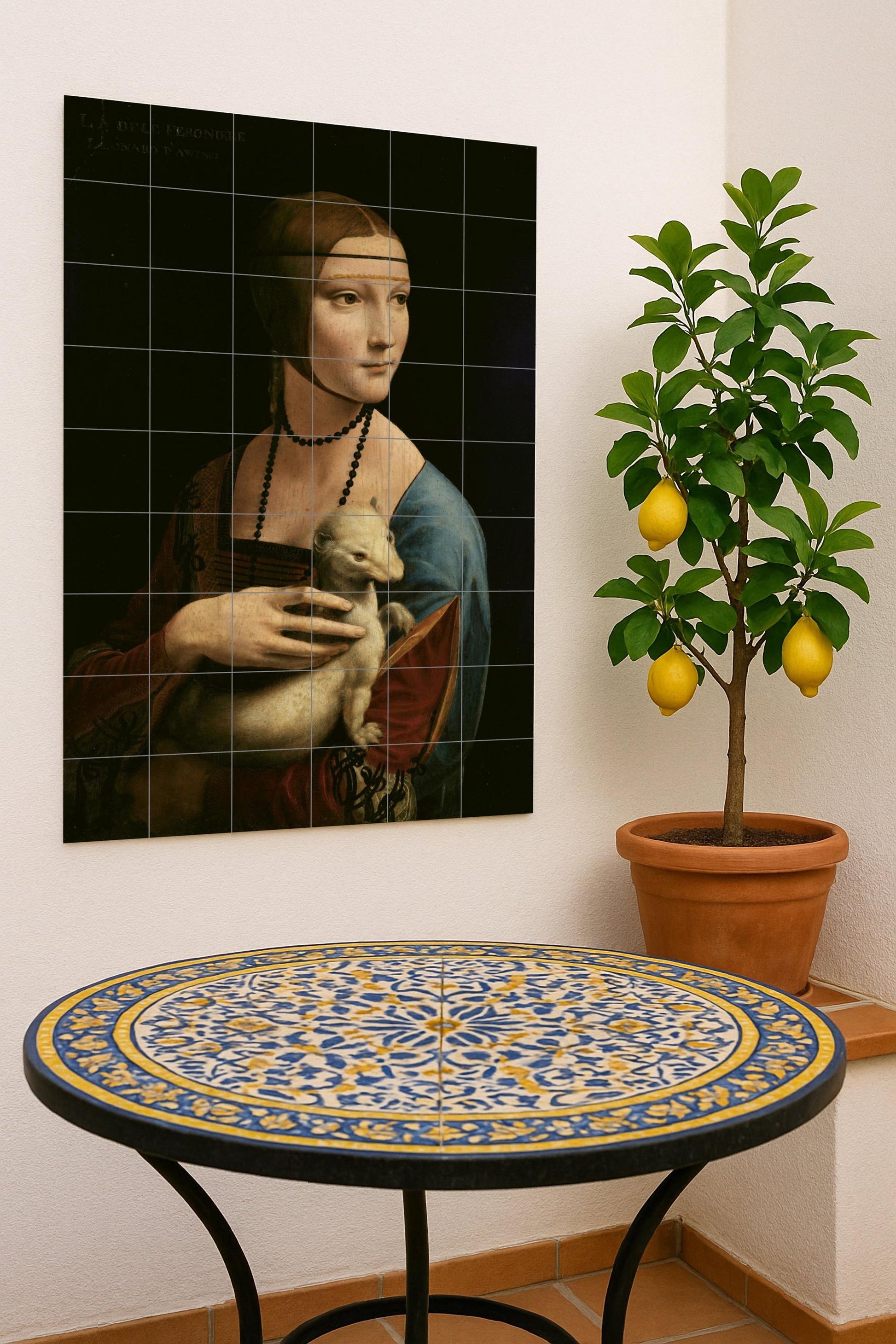 Cerámica of the Lady of the Armiño — Ornamental Wall Panel · Ceramic Tile Mural