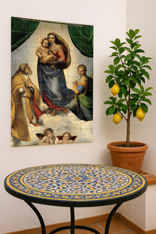 Cerámica of the Virgin Sixtina — Decorative Pattern Mural · Tile Wall Art