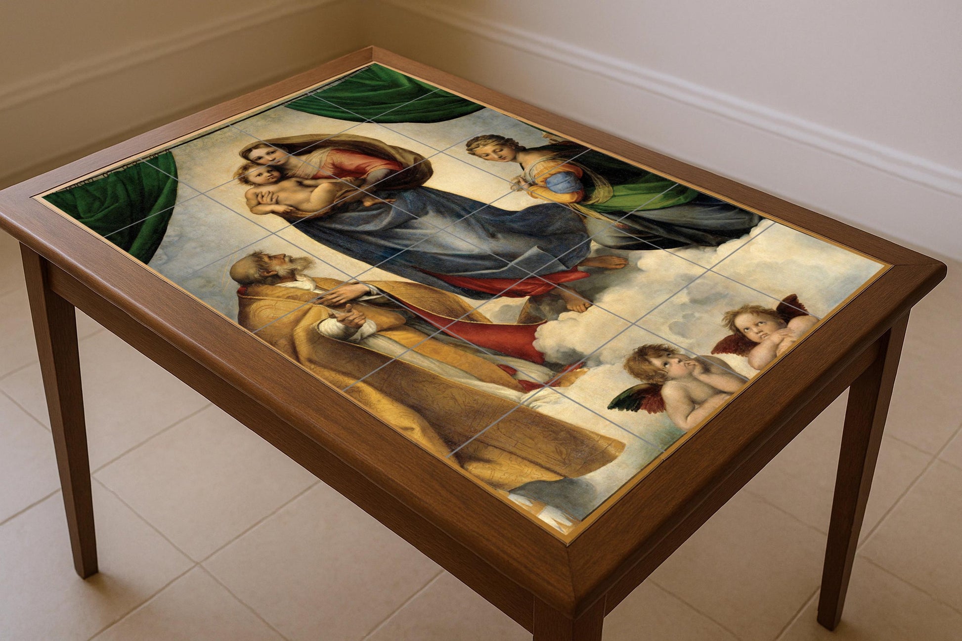 Cerámica di la Vergine Sixtina — Pannello Ornamentale, Arte da Parete in Ceramica