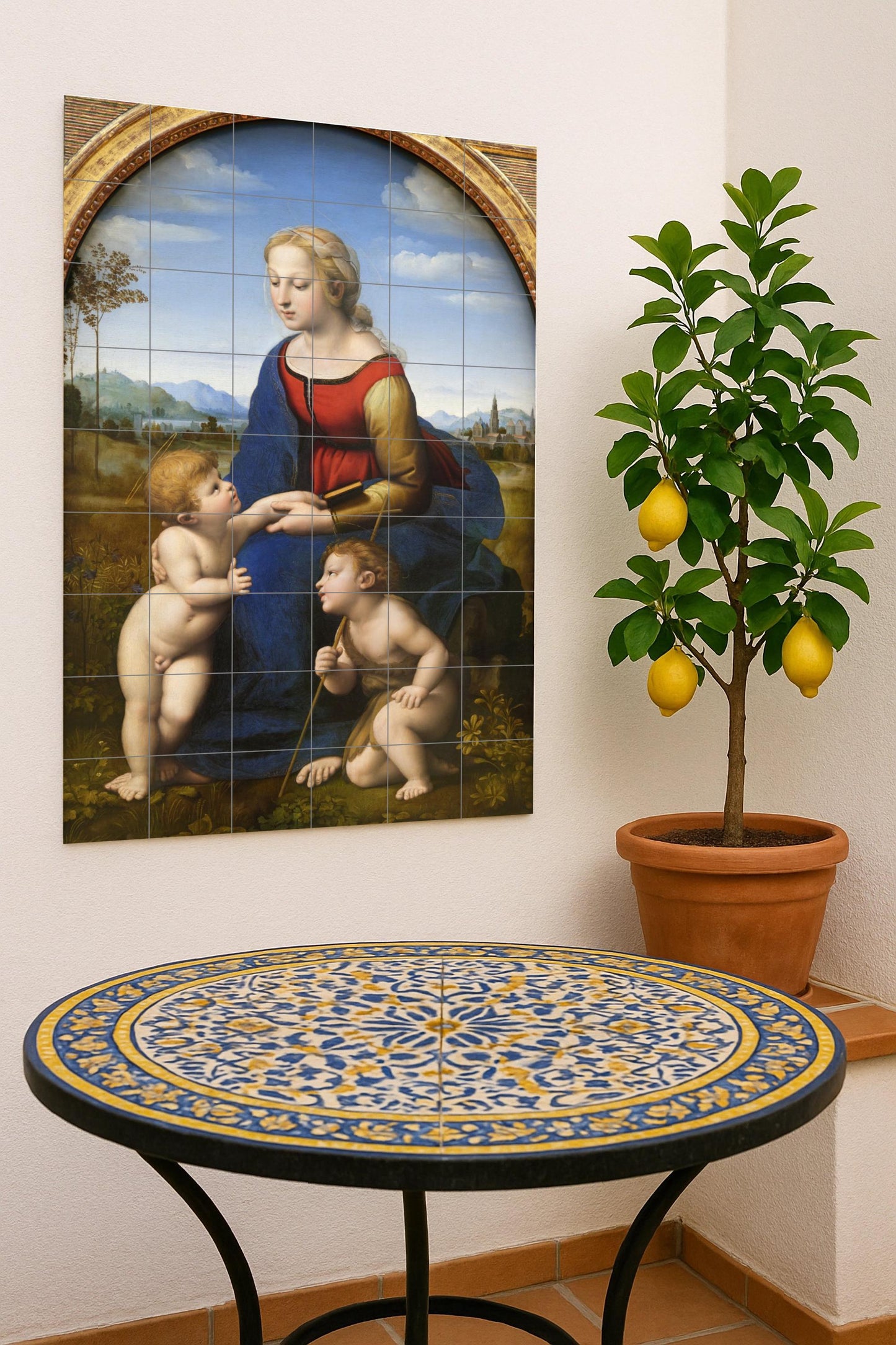Cerámica von die Madonna von die Prados · Keramik-Wandbild — Volkskunst-Dekor