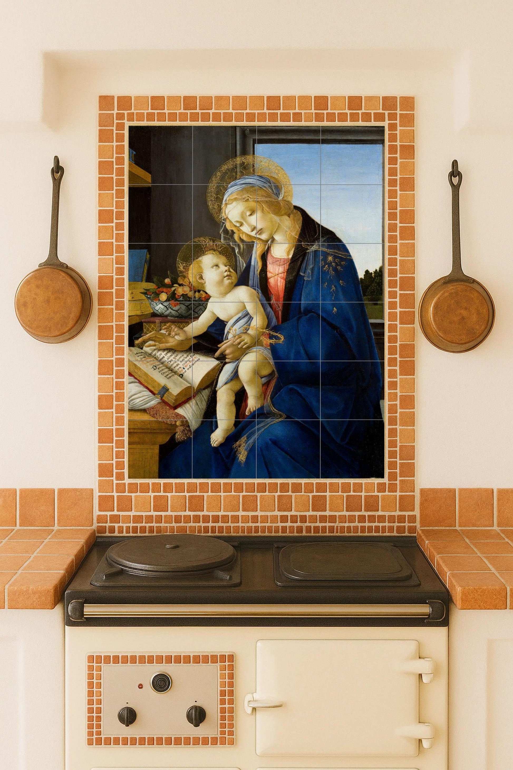 Fresque en Carrelage Vierge du Libro — Art Populaire et Ornemental