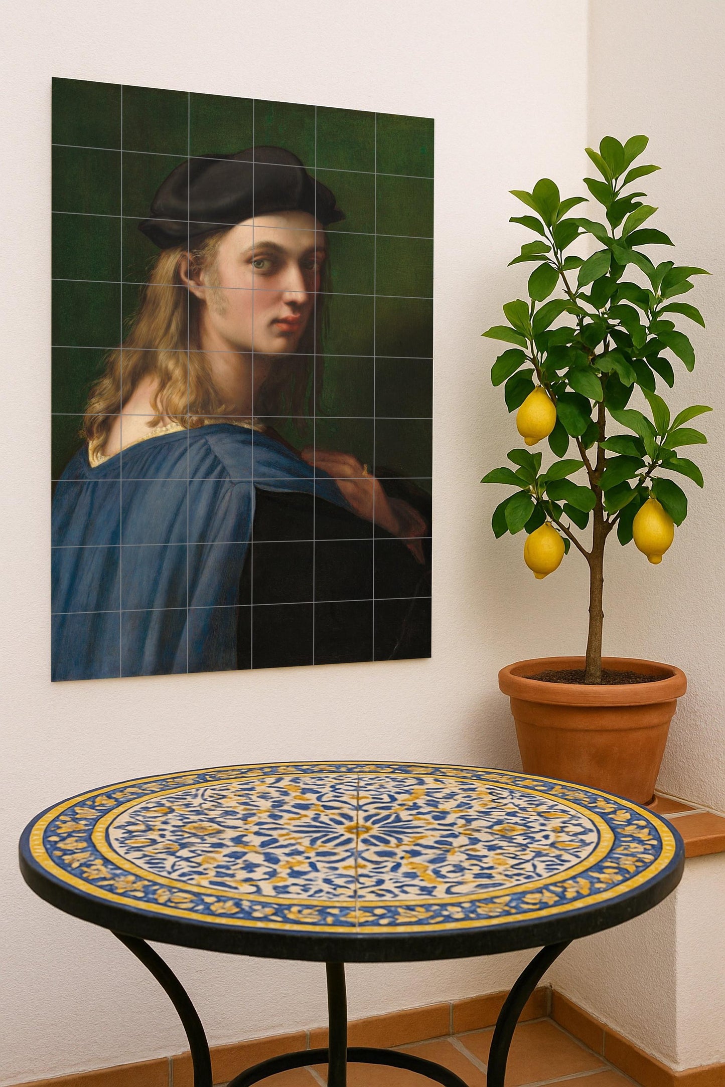Fresque en Carrelage Portrait de Bindo Altoviti — Panneau Mural Ornemental