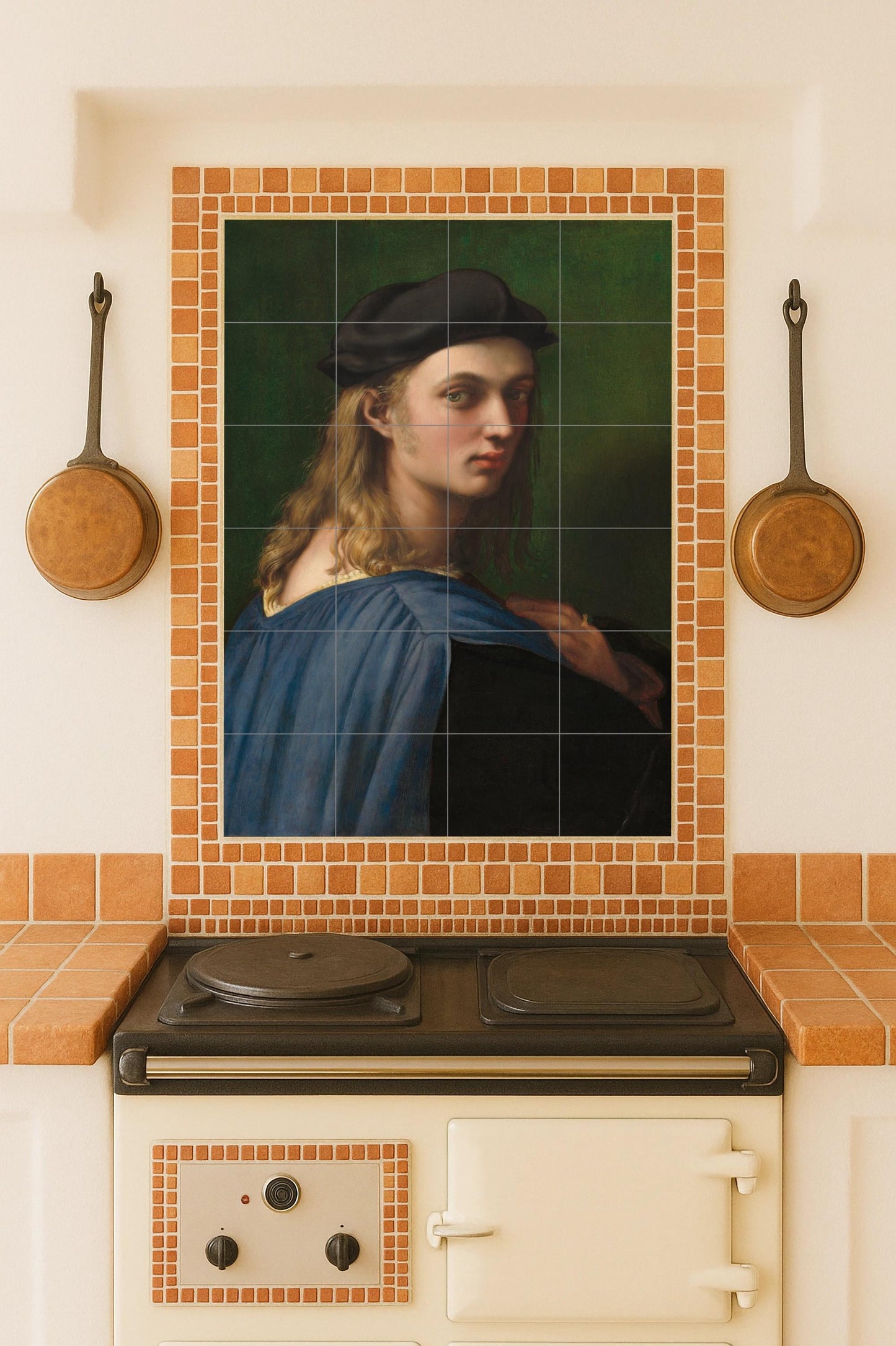 Fresque en Carrelage Portrait de Bindo Altoviti — Panneau Mural Ornemental