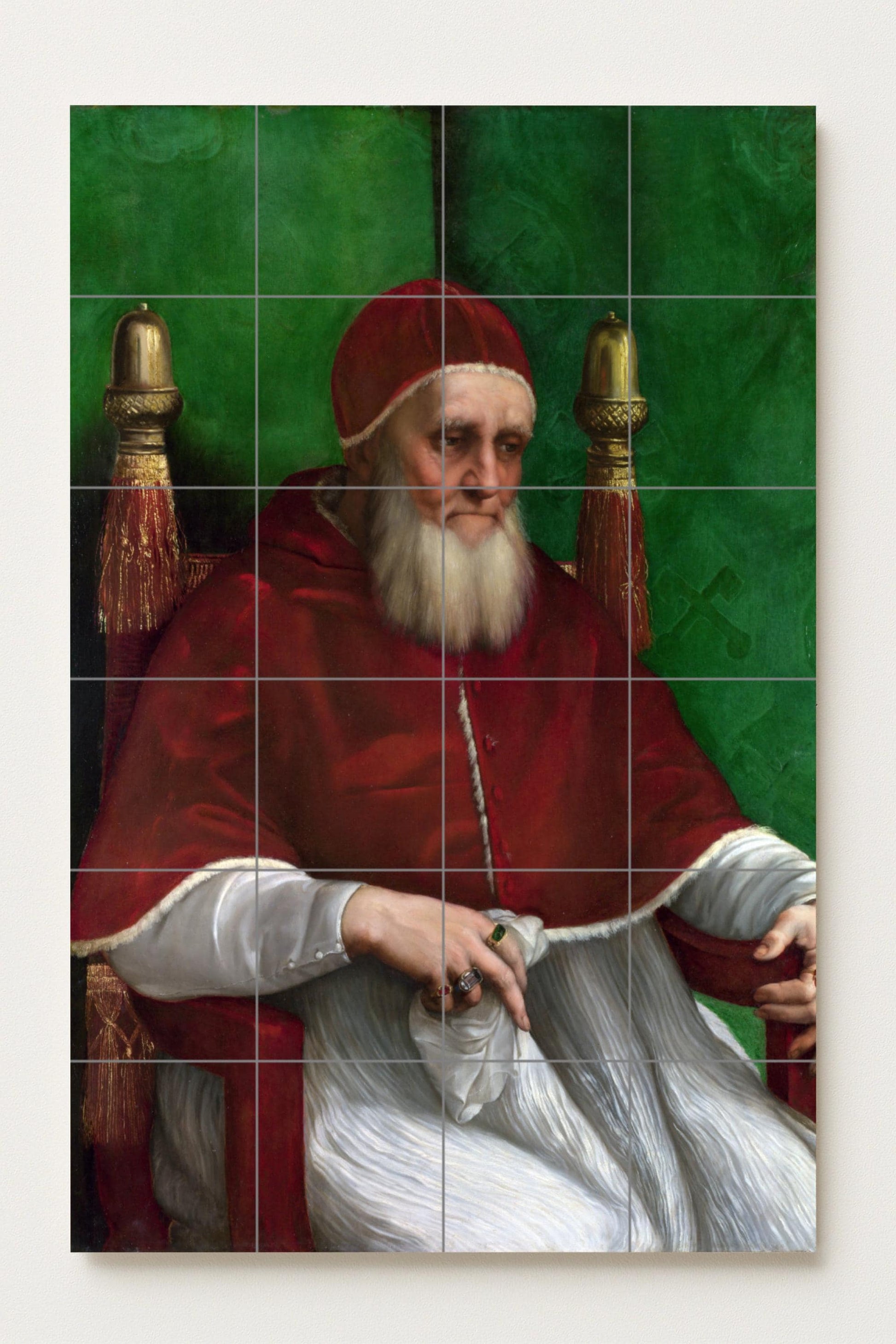 Mural de azulejos de cerámica con el retrato del Papa Julio II