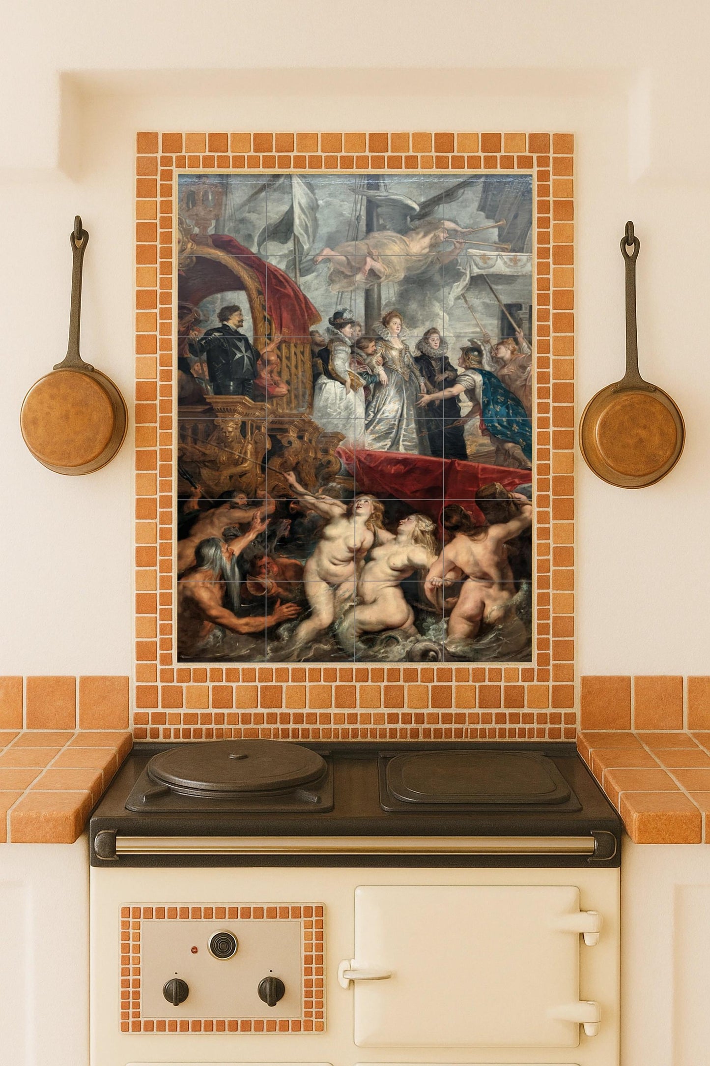 Cerámica "le desembarco de Marie de Médici — Fresque Murale en Carreaux de Céramique · Panneau Mural Ornemental