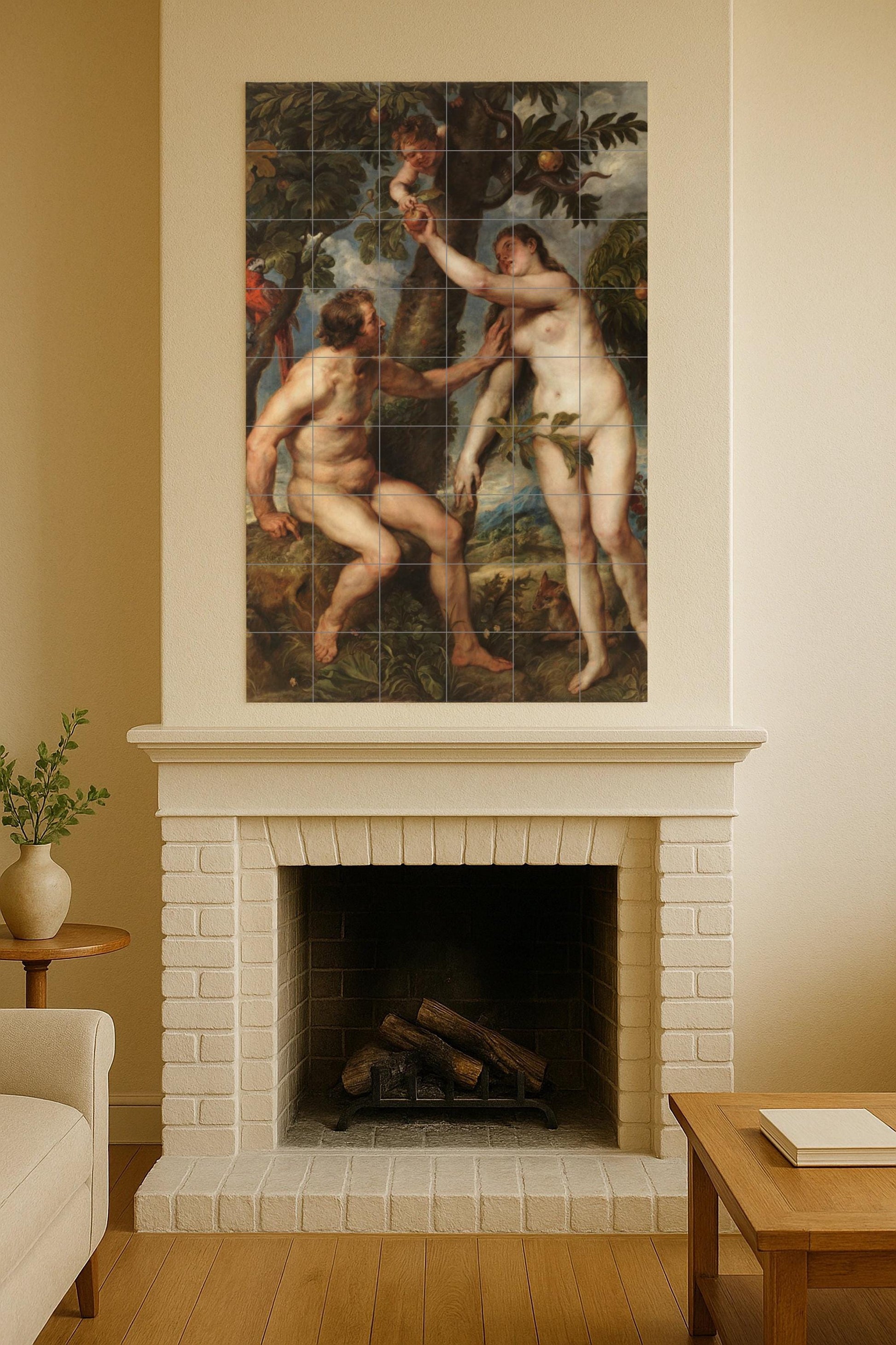 Cerámica "the caída of the Man — Ornamental Wall Panel · Ceramic Tile Mural