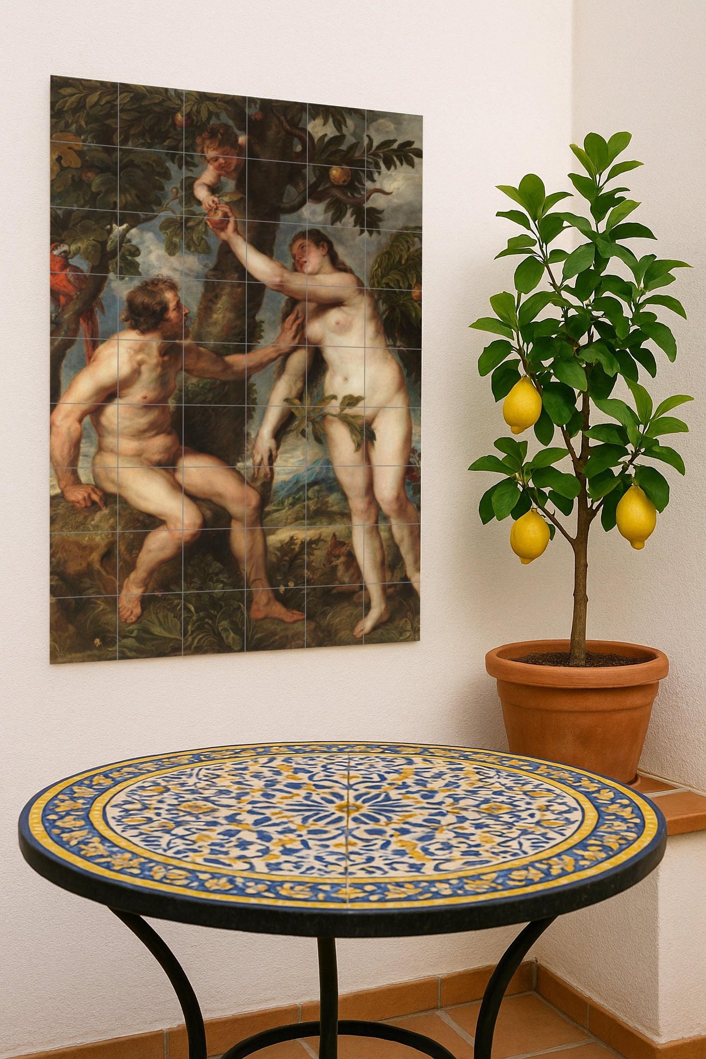 Cerámica "the caída of the Man — Ornamental Wall Panel · Ceramic Tile Mural