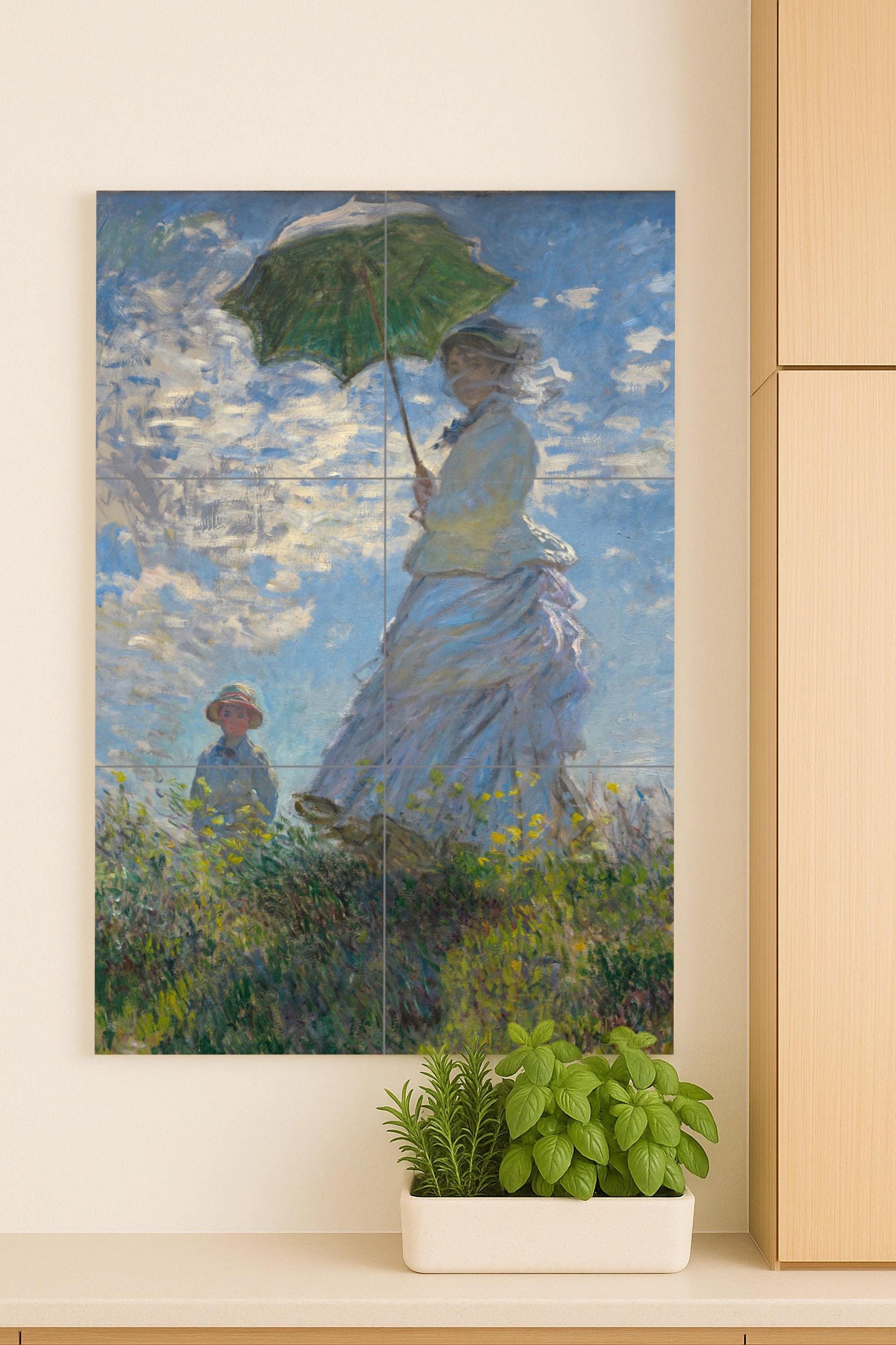 Cerámica "Donna con sombrilla — Murale in Piastrelle di Ceramica · Pannello Ornamentale
