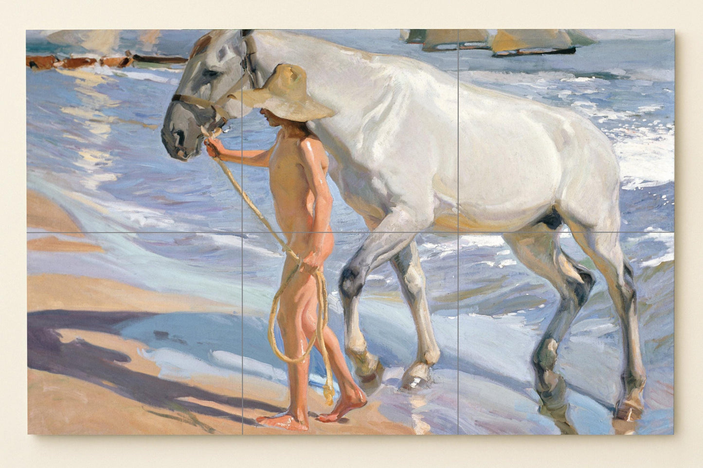 Baño avec Chevaux de Sorolla · Fresque Céramique — Fresque à Motifs Décoratifs