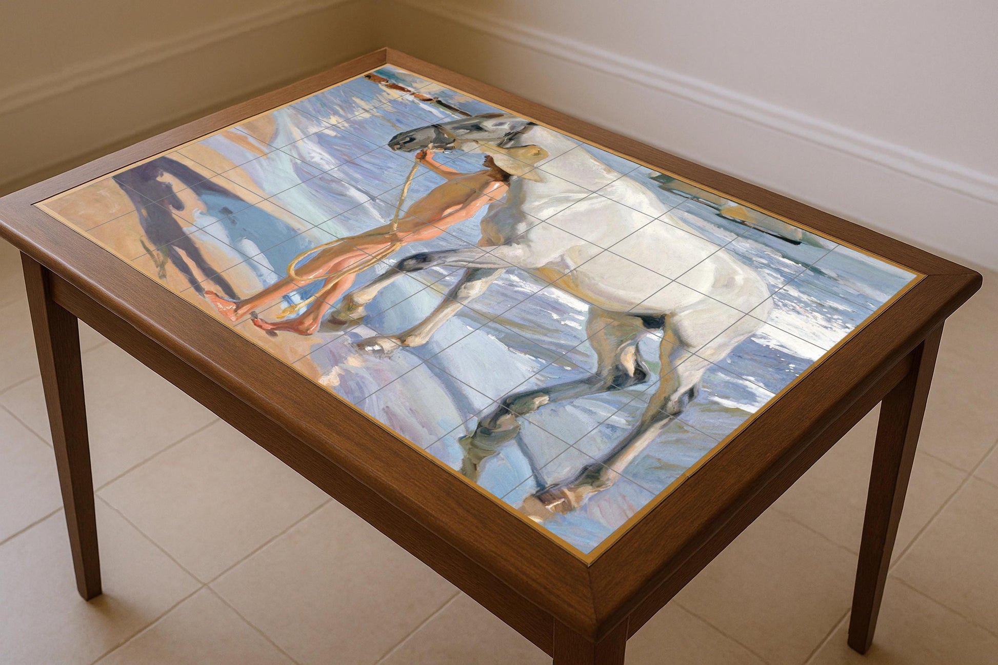 Baño avec Chevaux de Sorolla · Fresque Céramique — Fresque à Motifs Décoratifs