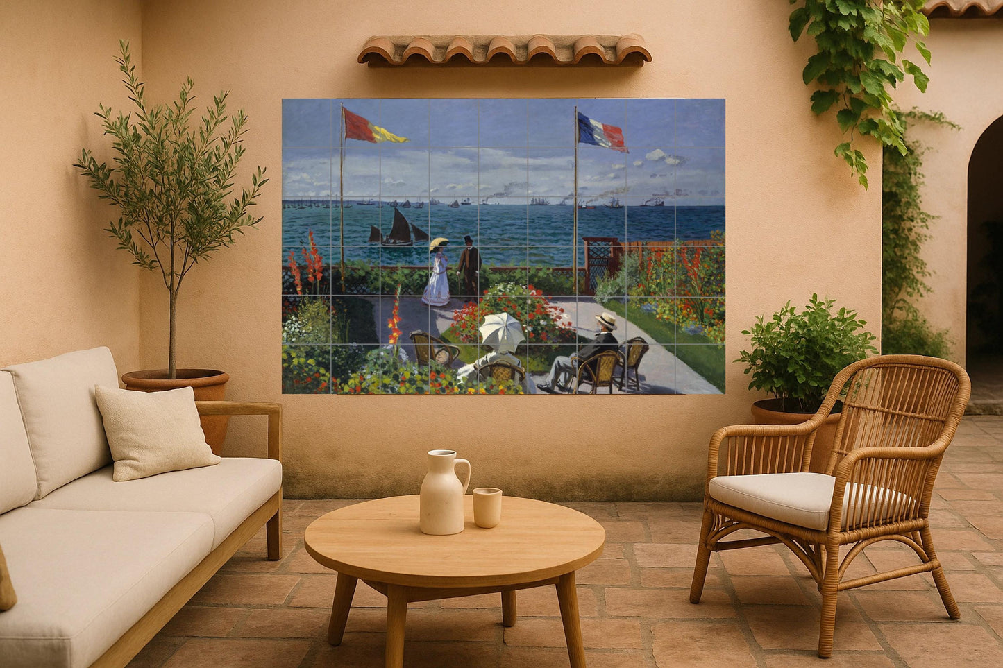 Garten von Monet in Sainte Adresse — Fliesen-Wandbild aus Keramik · Volkskunst-Dekor