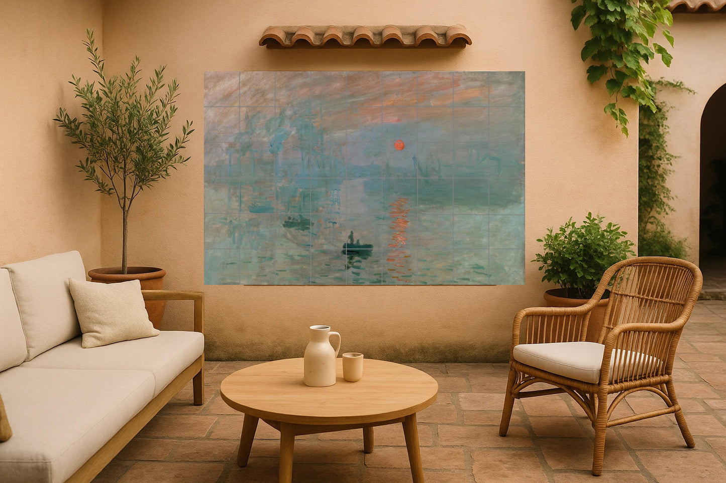 "Impresión von Monet — Volkskunst-Dekor, Wandkunst aus Keramikfliesen