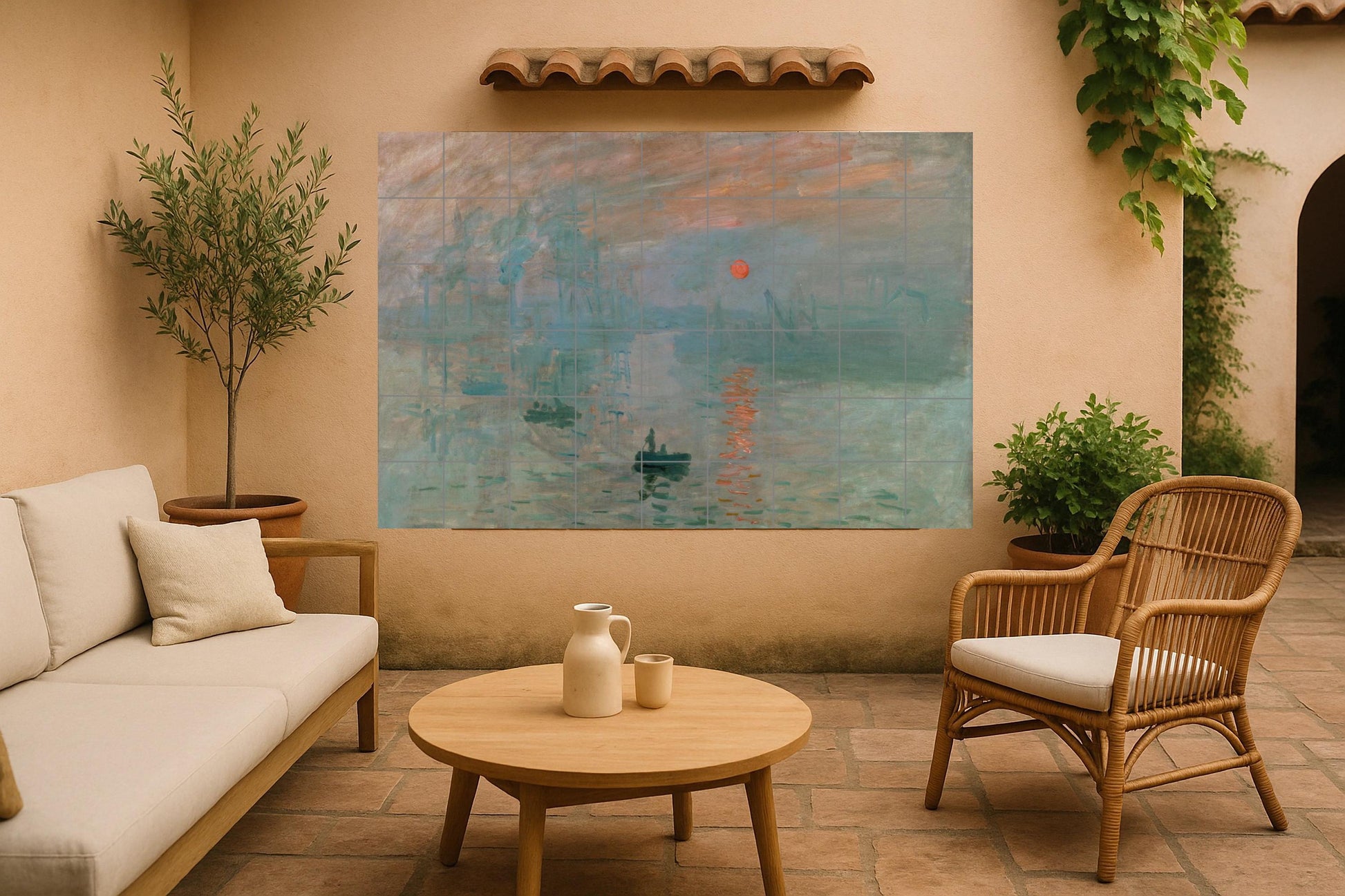"Impresión von Monet — Volkskunst-Dekor, Wandkunst aus Keramikfliesen