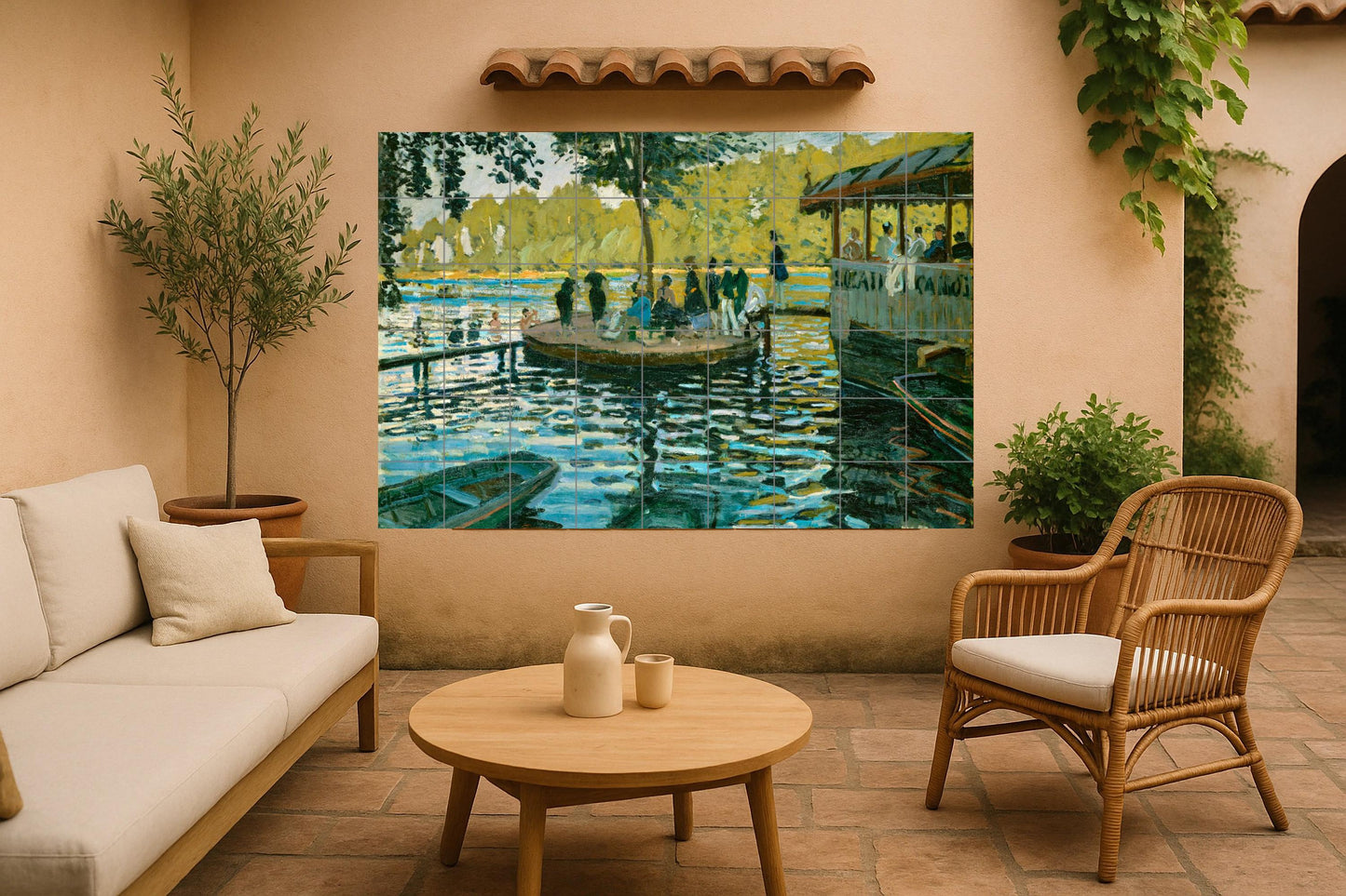 Ceramic Tile Mural: Grenouillère Monet — Folk & Ornamental Art