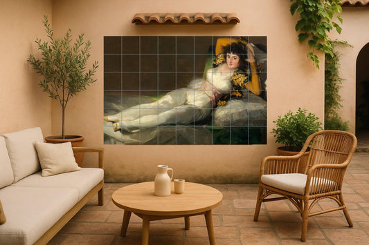 Maja Vestida Goya · Ceramic Wall Mural — Folk-Art Décor