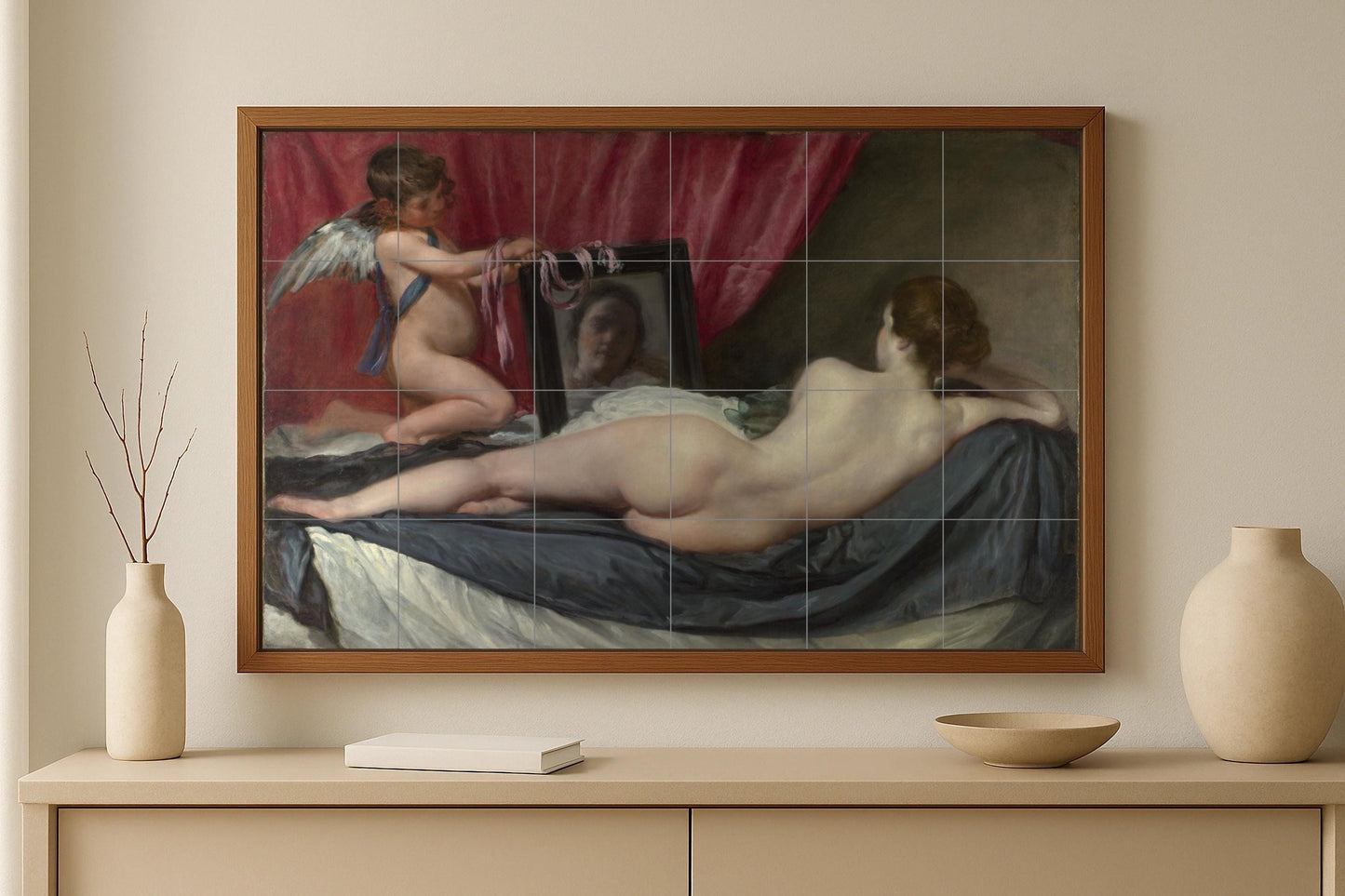 Mural de cerámica de Venus en su espejo