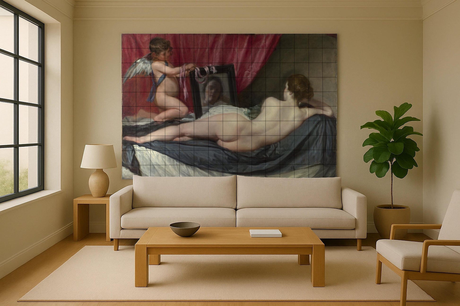 Mural de cerámica de Venus en su espejo