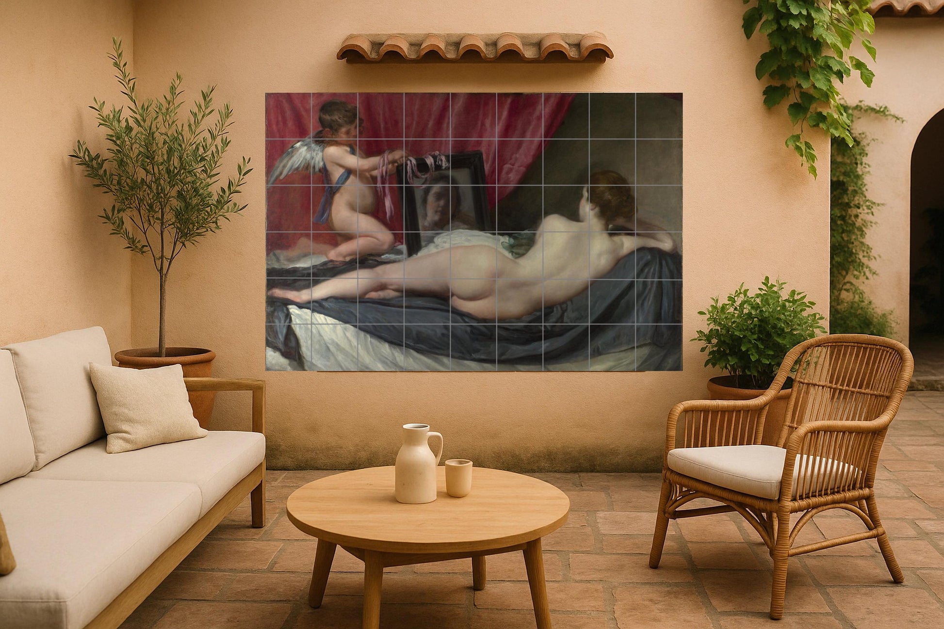 Mural de cerámica de Venus en su espejo