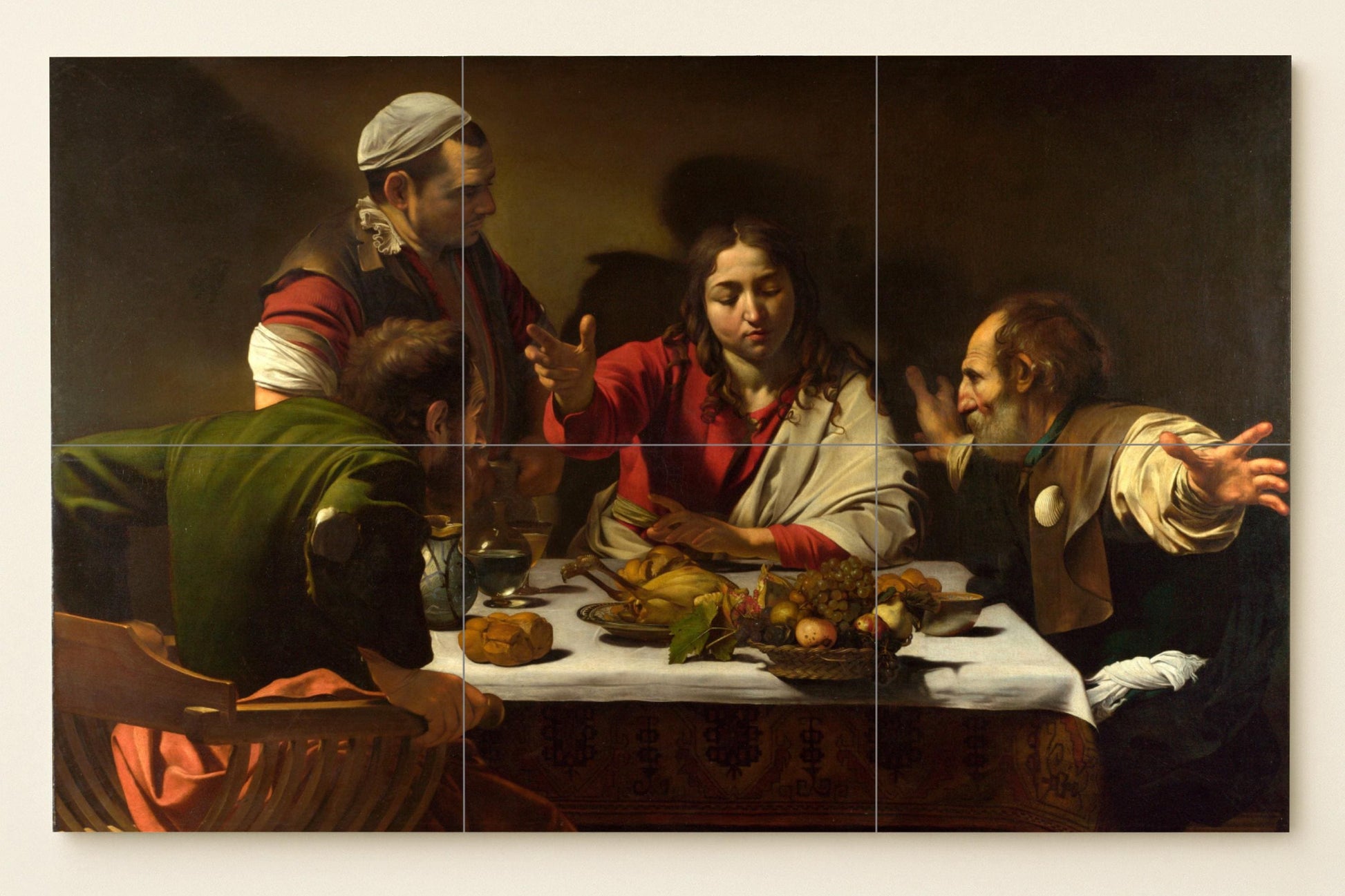 Cerámica "die cena von Emaús — Ornamentales Wandpaneel, Wandkunst aus Keramikfliesen